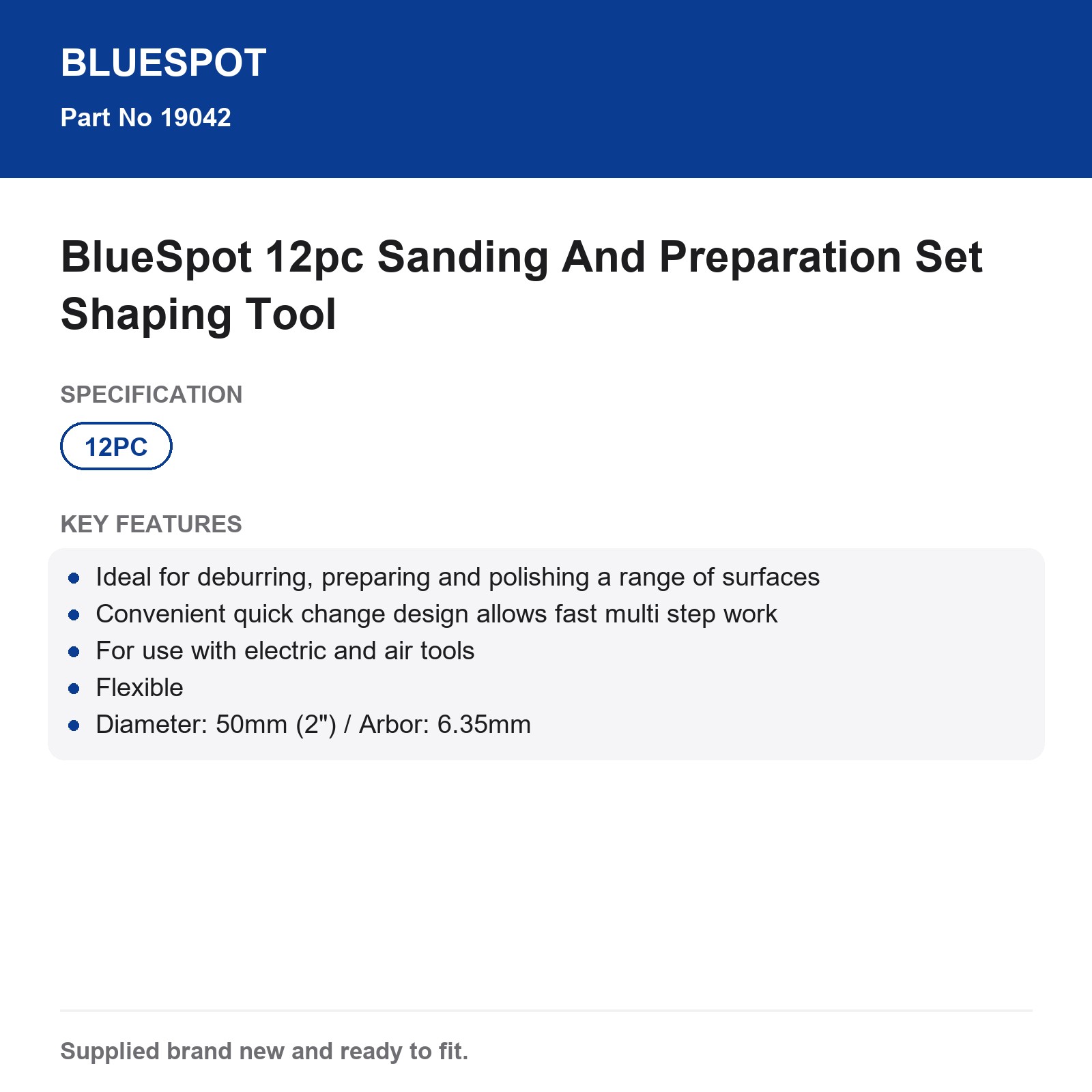 BlueSpot 12pc Sanding Preparation Discs Set 50mm 2" Quick Change - Image 5