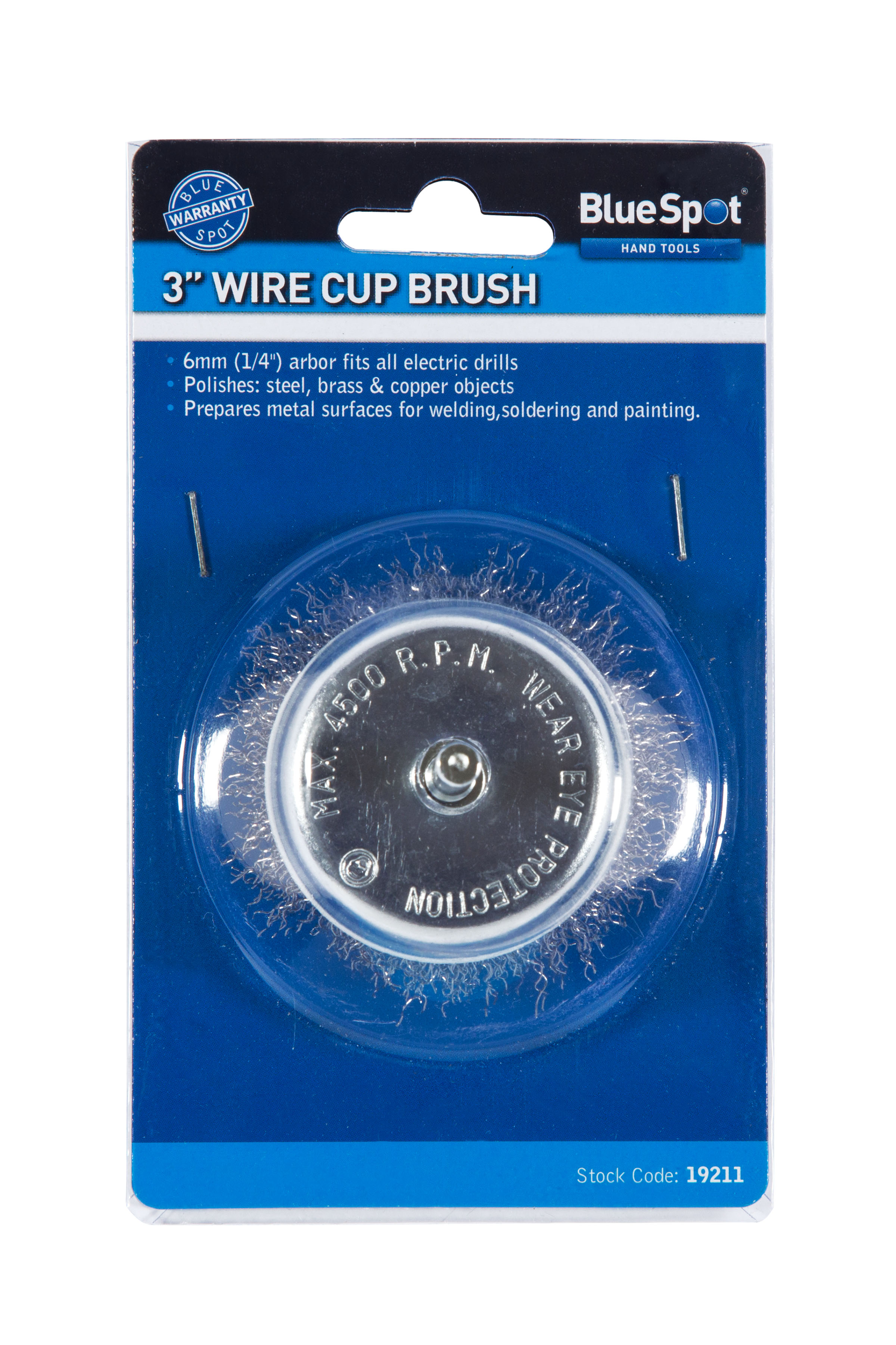 BlueSpot 75mm 3in Wire Cup Brush Drill Welding Painting