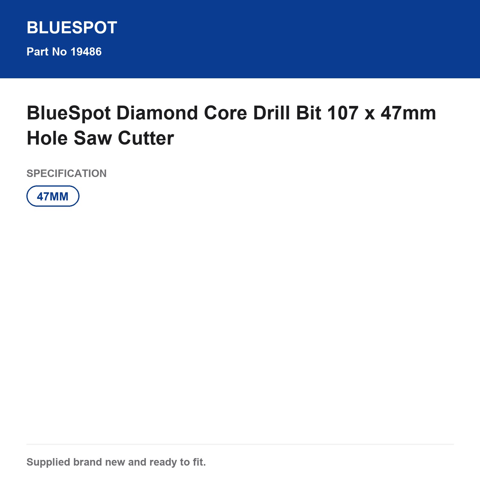 BlueSpot Diamond Core Drill Bit 107 x 47mm Hole Saw Cutter - Image 3