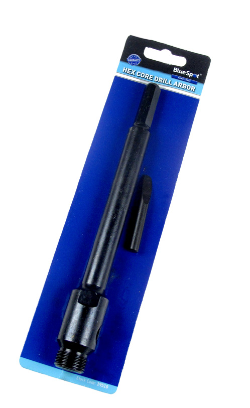 Diamond Core Drill Arbor Hex Adaptor BlueSpot TCT 200mm Black