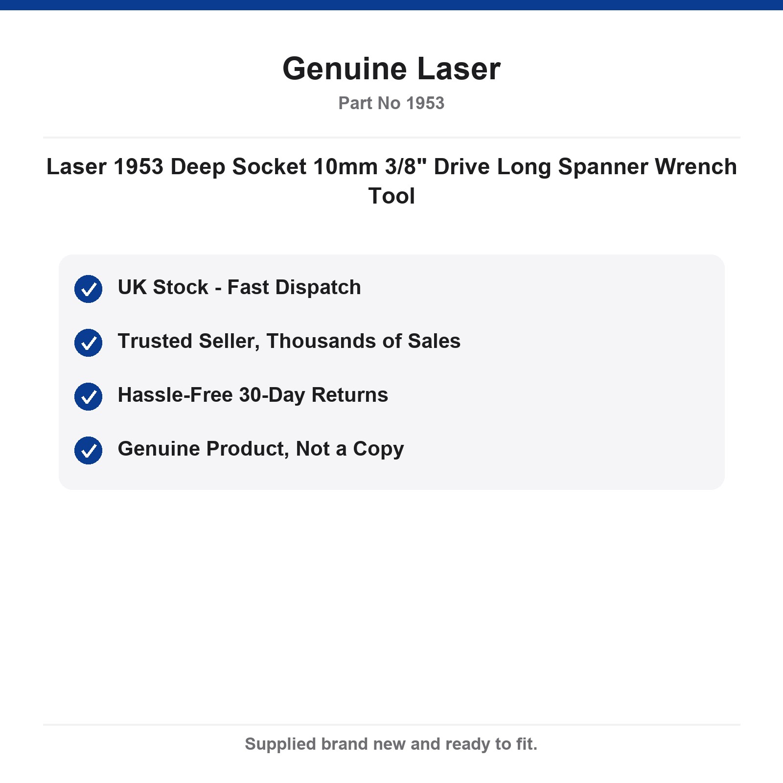 Laser 1953 Deep Socket 10mm 3/8" Drive - Image 4