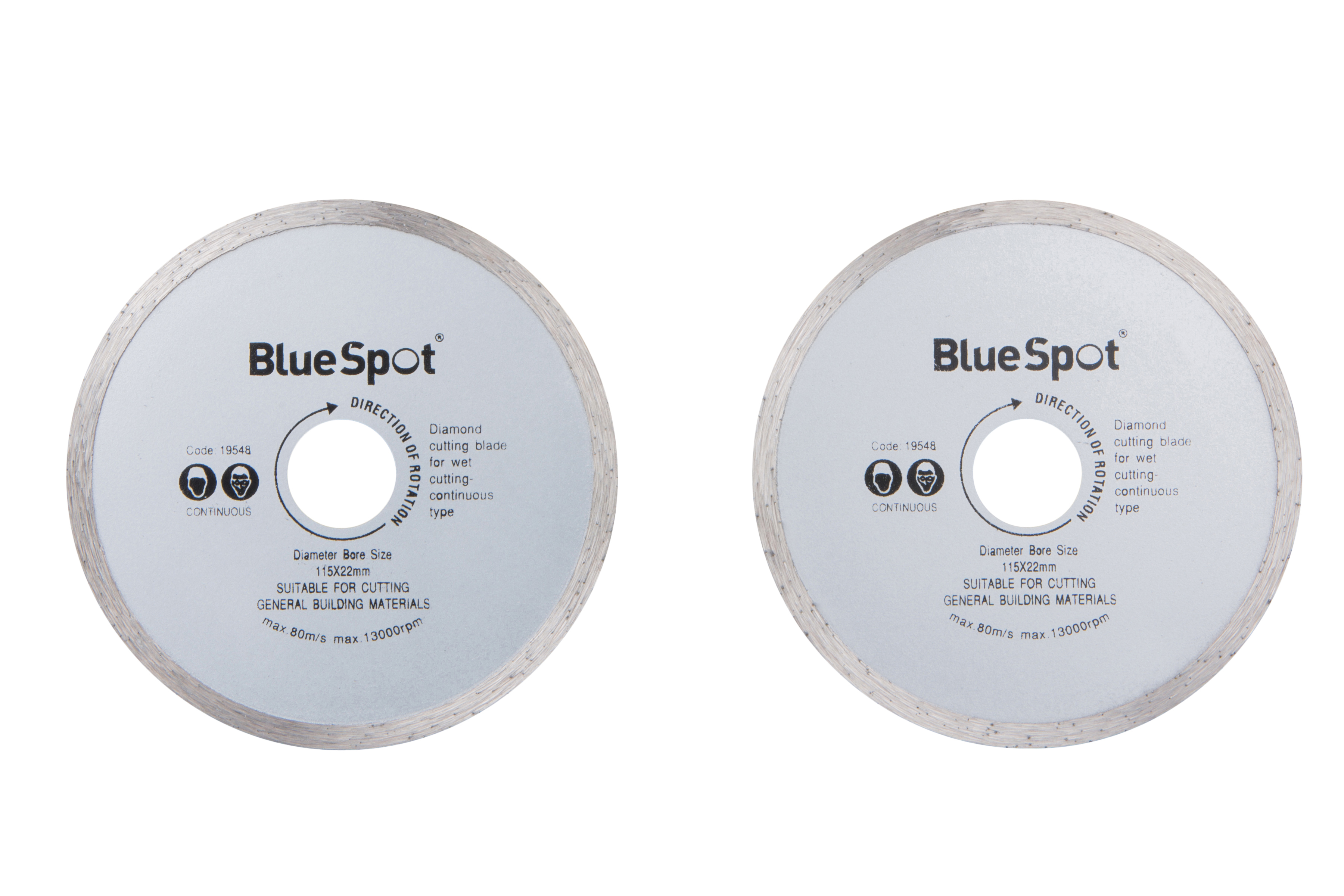 Diamond Cutting Discs 115mm (4.5") BlueSpot 2pc Continuous Rim - Image 2