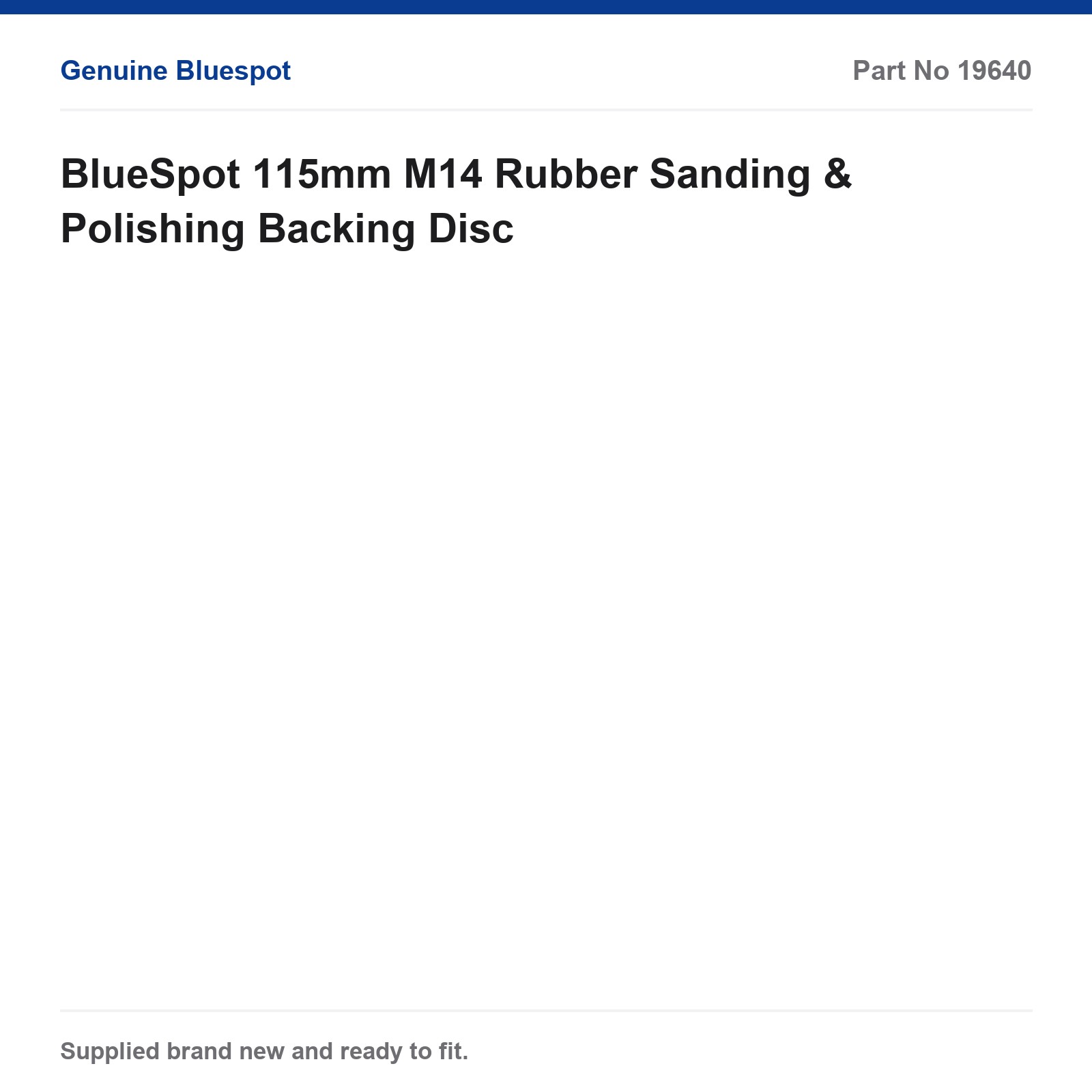 BlueSpot 115mm M14 Rubber Sanding & Polishing Backing Disc - Image 2