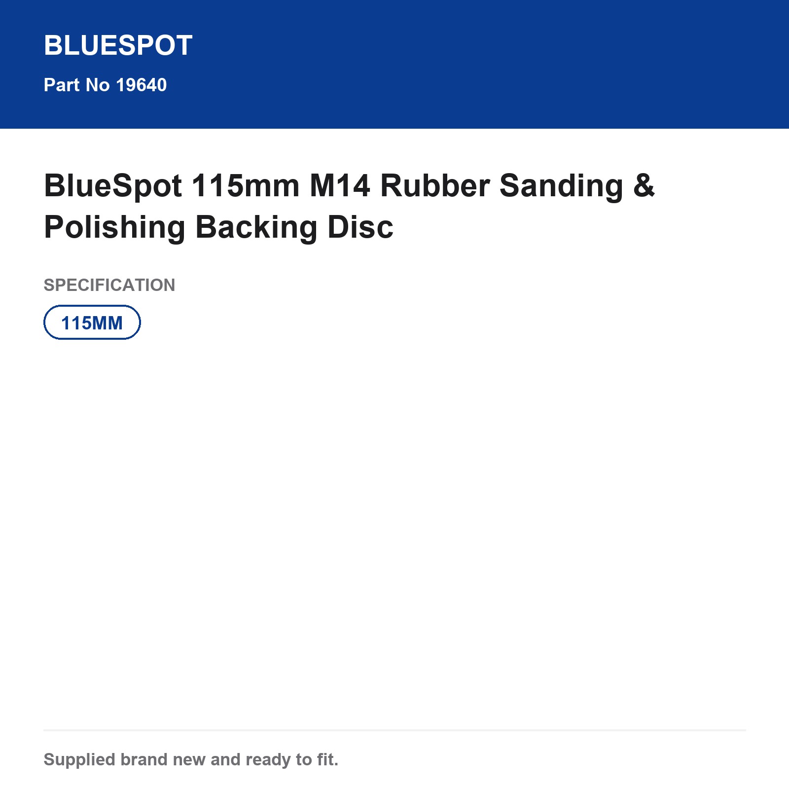 BlueSpot 115mm M14 Rubber Sanding & Polishing Backing Disc - Image 3