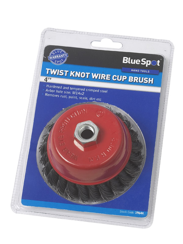 BlueSpot Twist Knot Crimped Steel Wire Cup Brush Wheel 4in