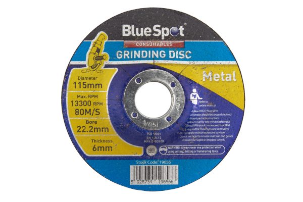 BlueSpot 115mm 4.5″ Metal Grinding Disc 6mm 22.23mm Angle Grinder Steel