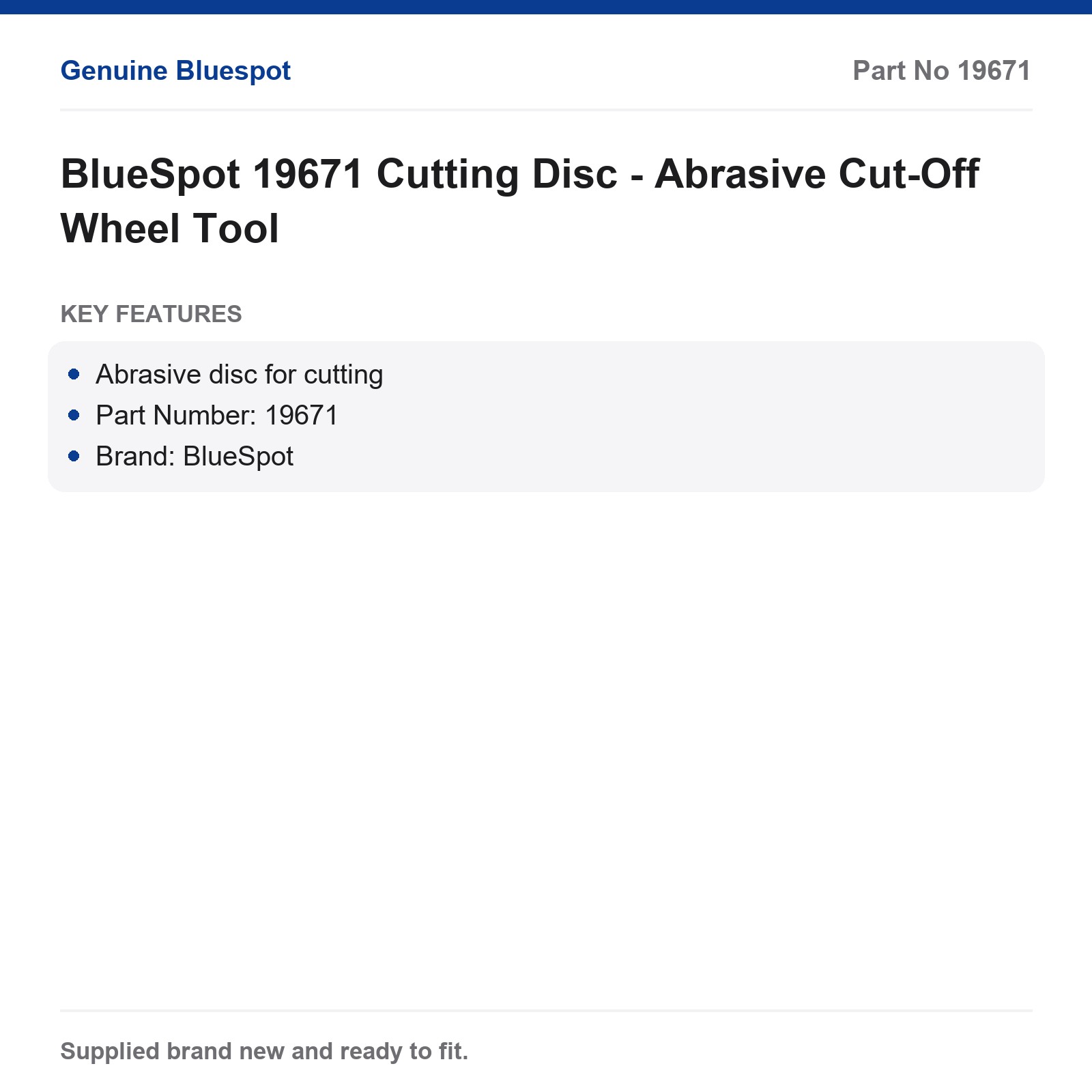 BlueSpot 19671 Cutting Disc Abrasive Cut-Off Wheel - Image 3