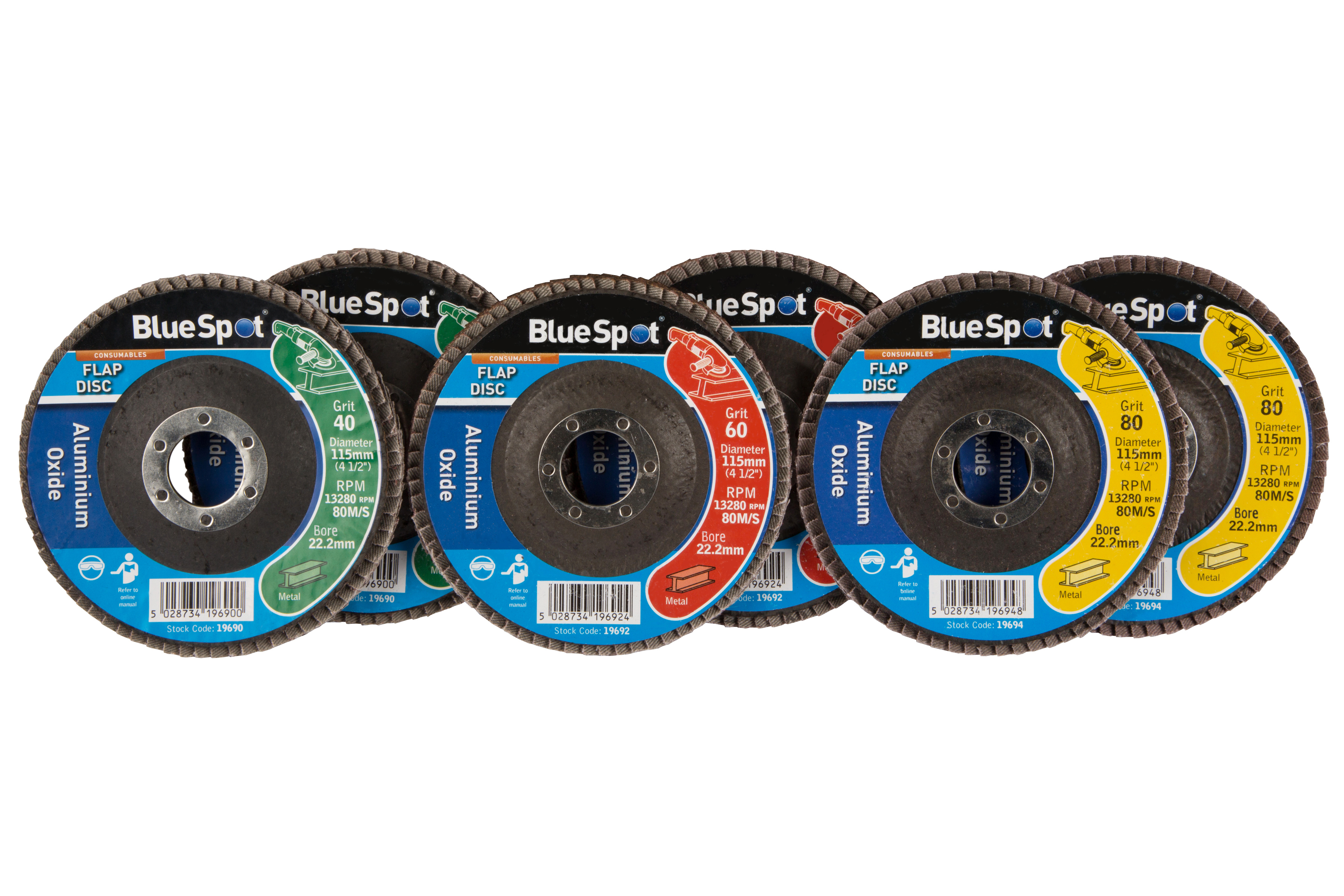 BlueSpot Aluminium Oxide Flap Disc 115mm (4.5") 40 Grit Angle Grinder - Image 3