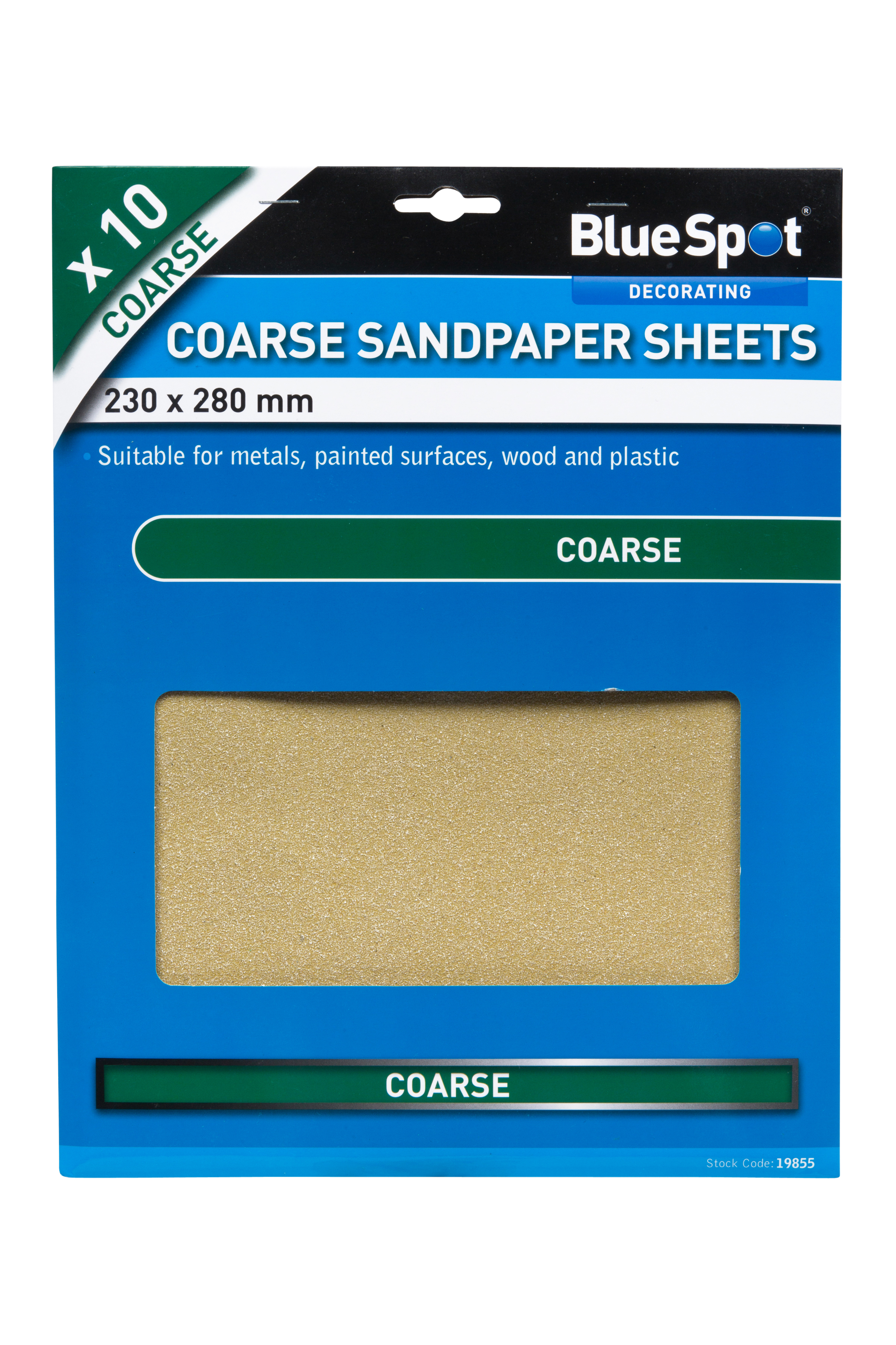 BlueSpot 10pc Coarse Sandpapers Metal Wood Plastic Paint Stripping