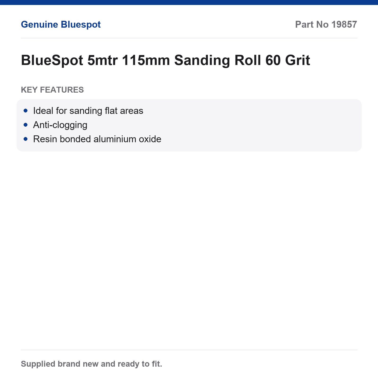 Bluespot 60 Grit Sanding Roll Anti-Clog Resin Bonded Alum Oxide Metal Wood - Image 2