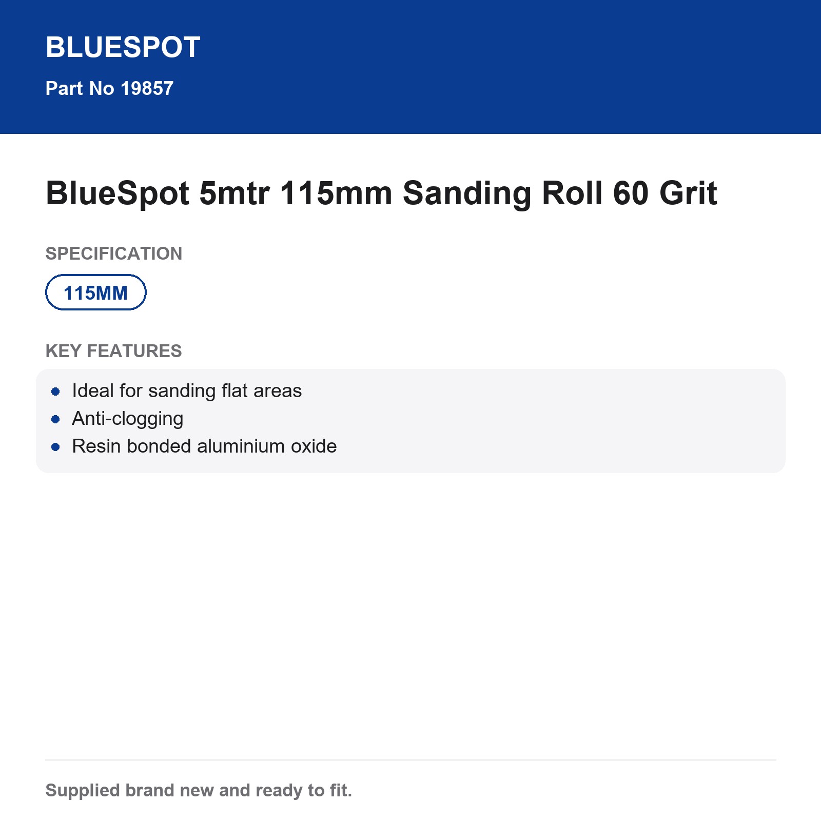Bluespot 60 Grit Sanding Roll Anti-Clog Resin Bonded Alum Oxide Metal Wood - Image 3