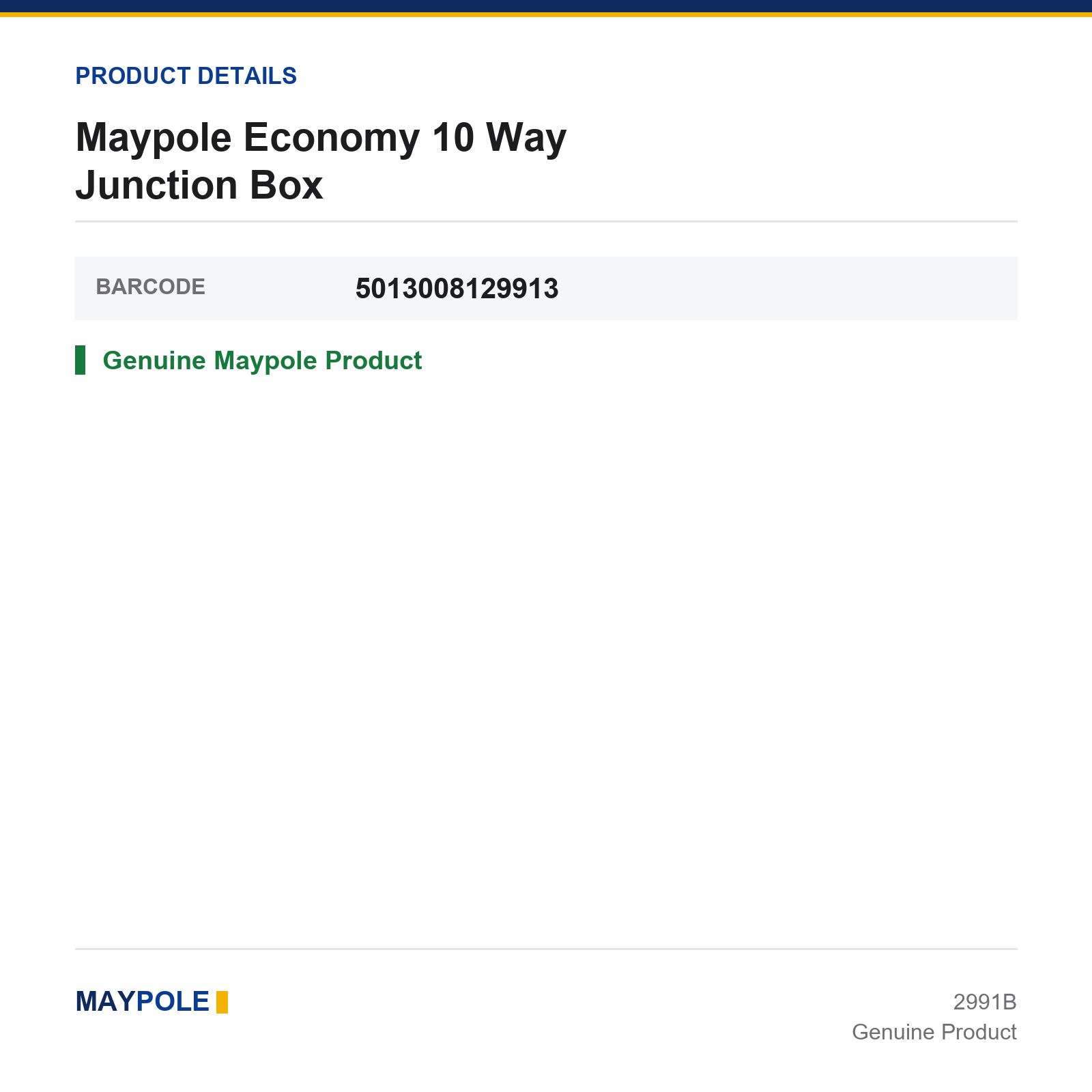 Maypole Economy 10 Way Junction Box Trailer Caravan Car Van Towing Towbar - Image 3