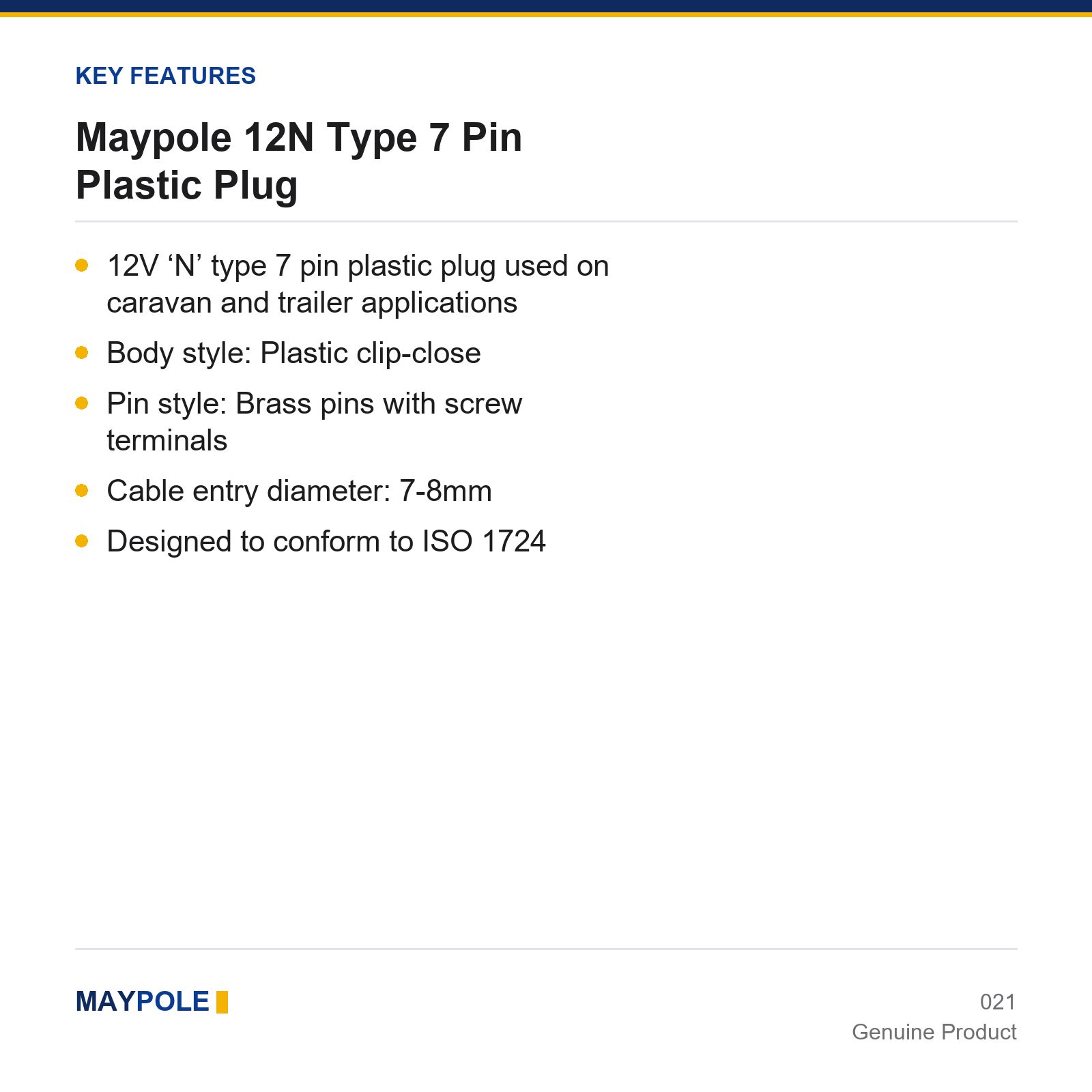 Maypole 12N Type 7 Pin Plastic Plug Trailer Towing Towbar Caravan Electrics - Image 4