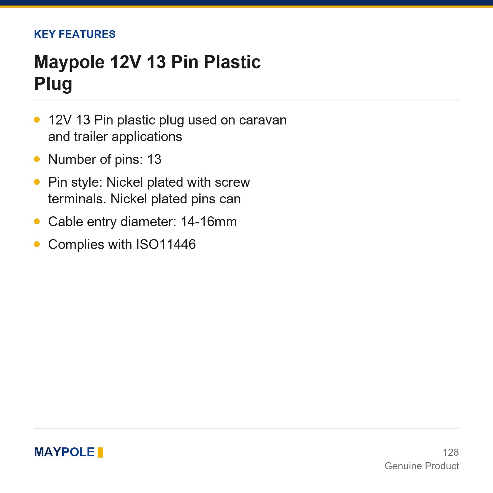 Maypole 12V 13 Pin Plastic Trailer Plug Caravan Towing Towbar - Image 4