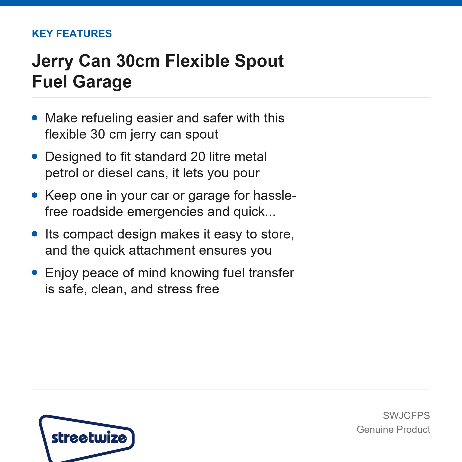 Streetwize Flexible 30cm Jerry Can Spout Petrol Diesel Fuel Car Van - Image 4