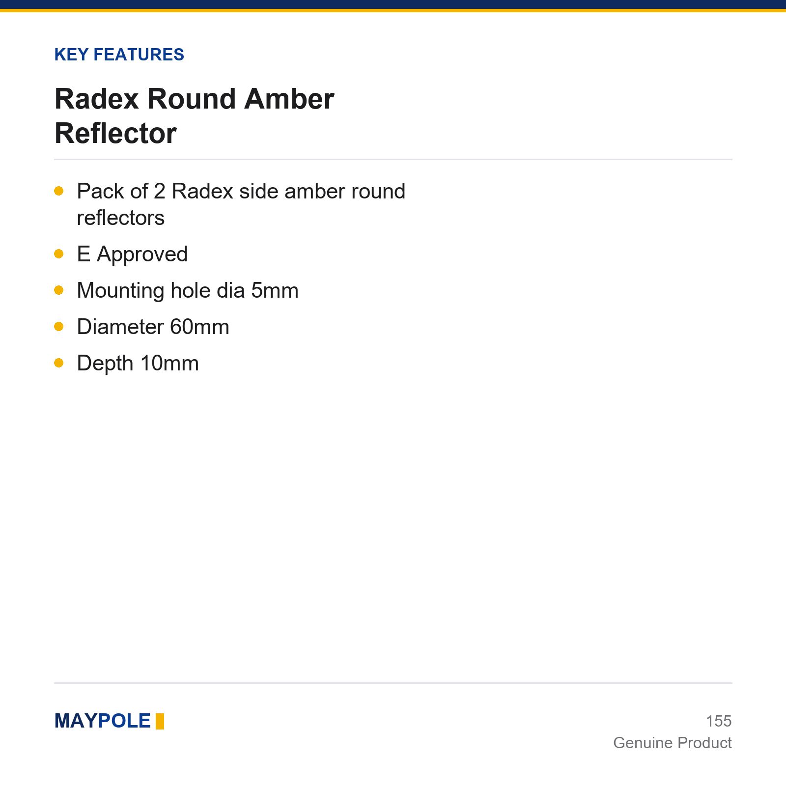 Radex Round Amber Reflector Trailer Caravan Universal Safety Marker - Image 4