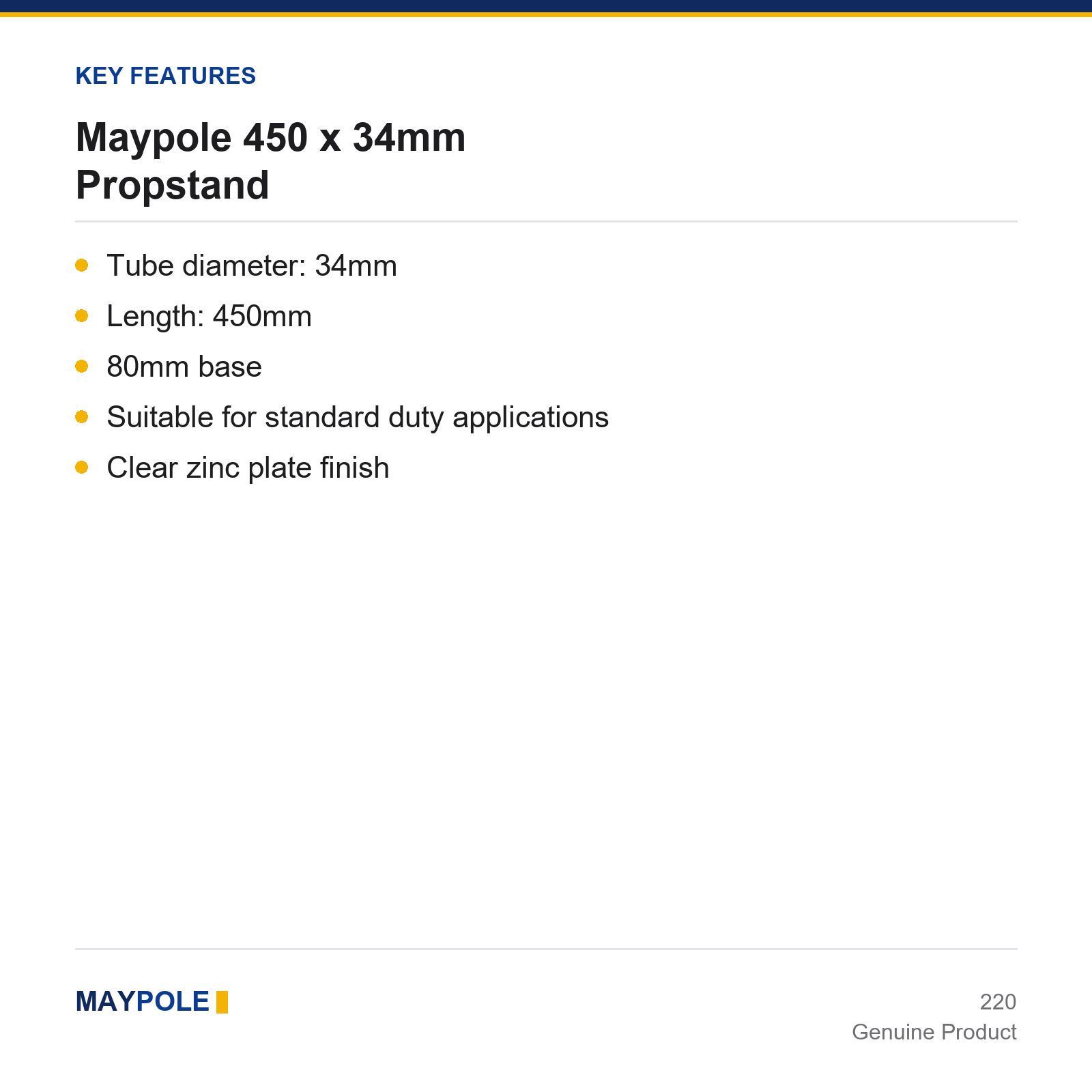 Maypole Propstand 450mm 34mm Adjustable Trailer Caravan - Image 3