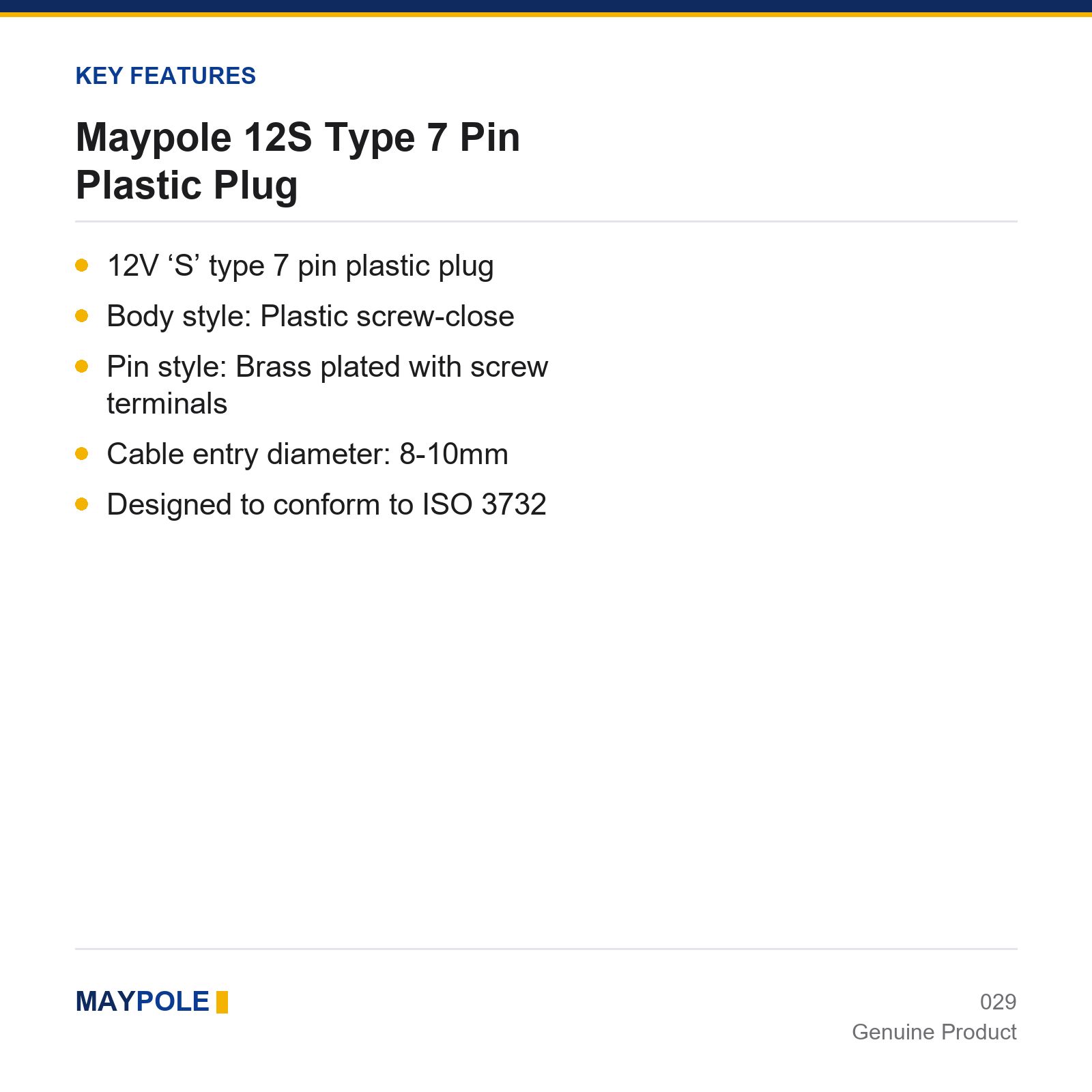 Maypole 12S Type 7 Pin Plastic Plug Trailer Towing Towbar Caravan Electrics - Image 4