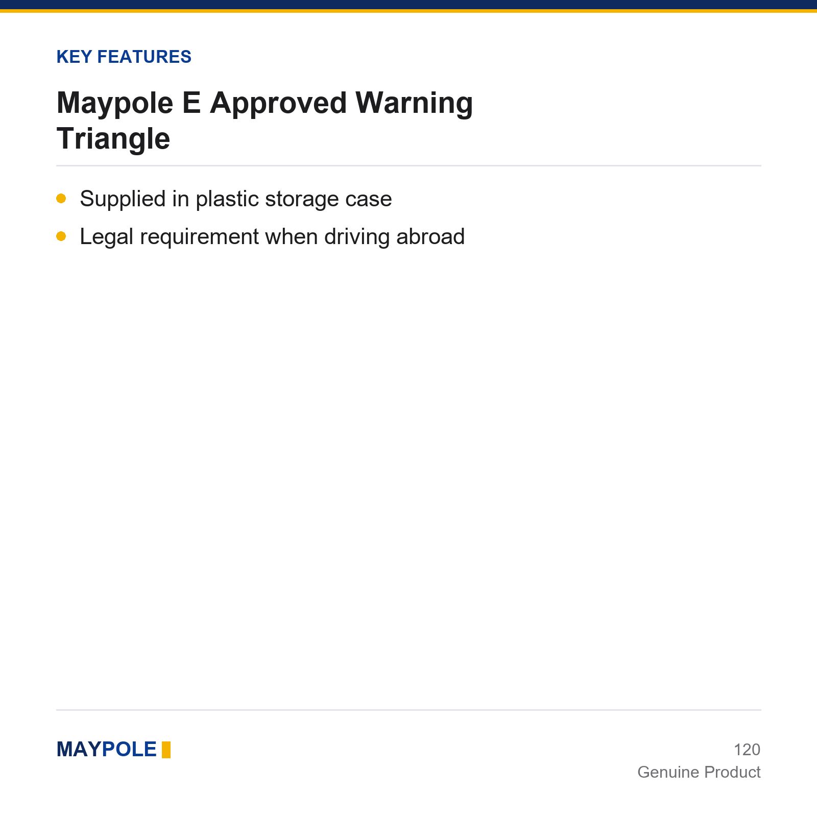 Maypole E Approved Warning Triangle Trailer Caravan Car Van Towing Towbar - Image 3