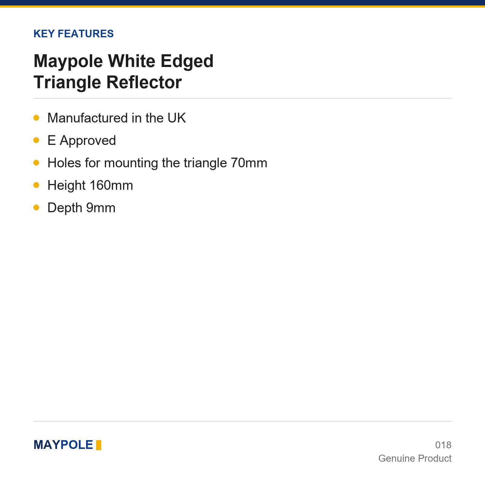 Maypole Trailer Caravan Reflector Triangle Red Amber Rear Safety - Image 4