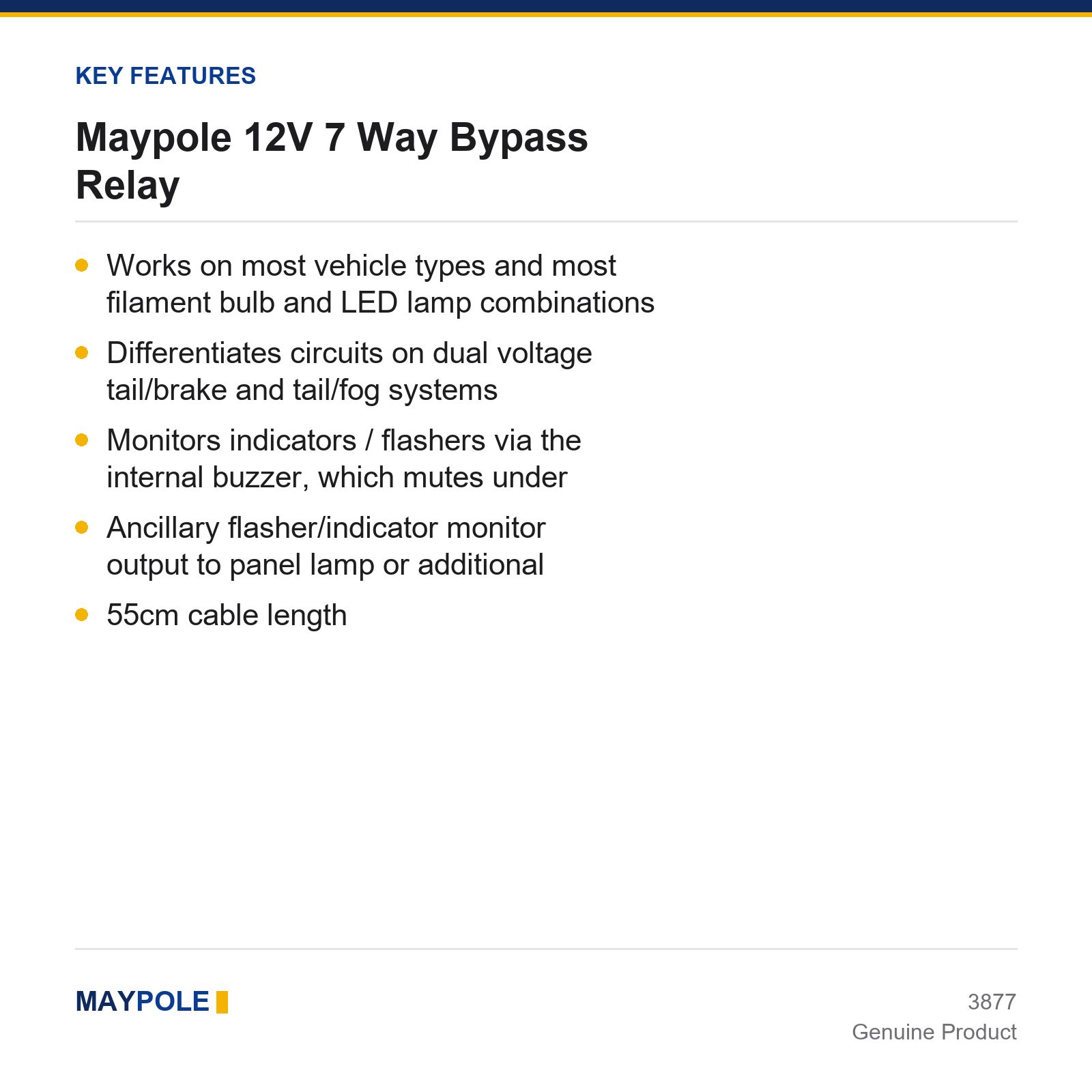 Maypole 12V 7 Way Bypass Relay Trailer Towing Towbar Wiring Kit Caravan 12N 12S - Image 4