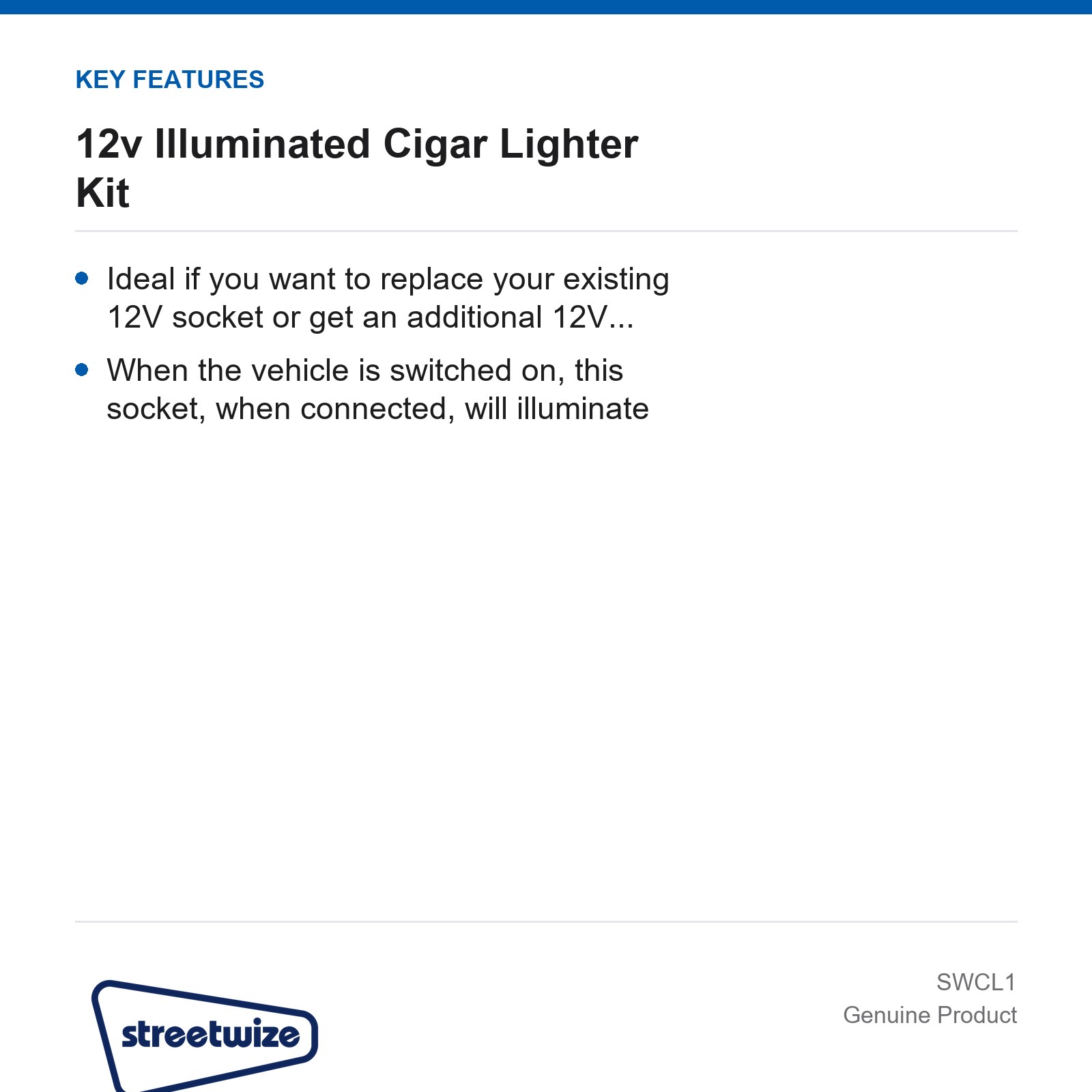 12V Illuminated Cigar Lighter Kit Streetwize Car Van Camping Rechargeable - Image 4