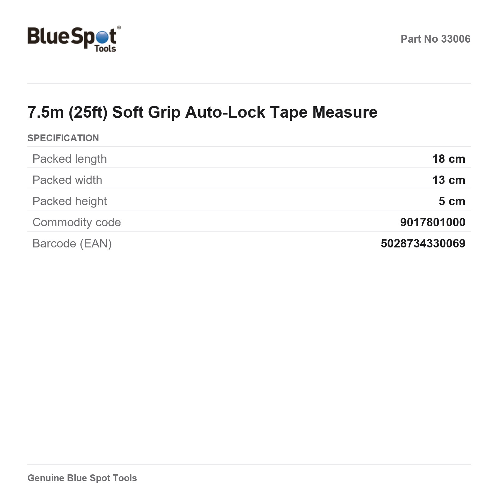 BlueSpot 7.5m 25ft Self-Lock Magnetic Tape Measure Soft Grip - Image 3