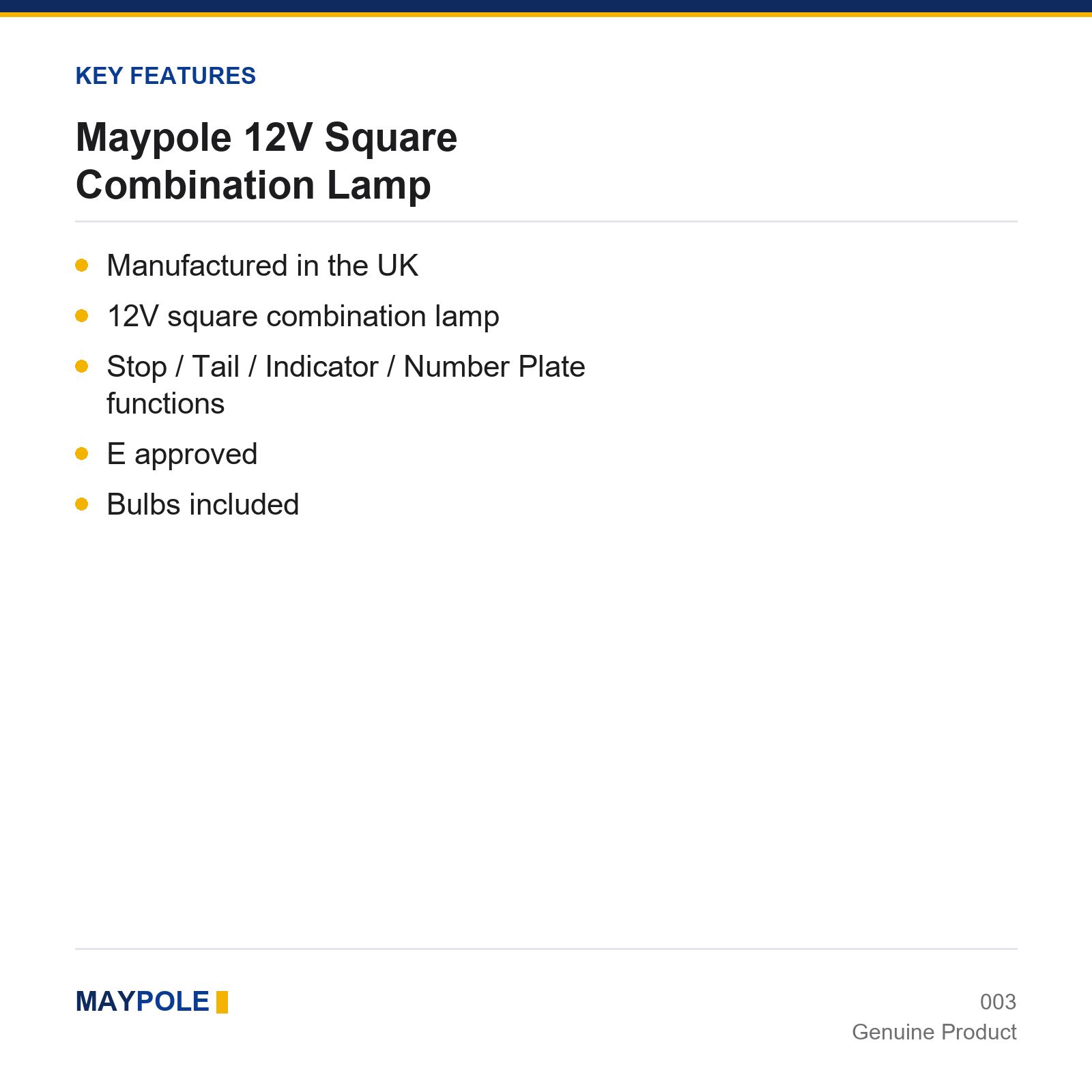 Maypole 12V Square Combination Lamp Trailer Truck Lorry Stop Tail Indicator - Image 4