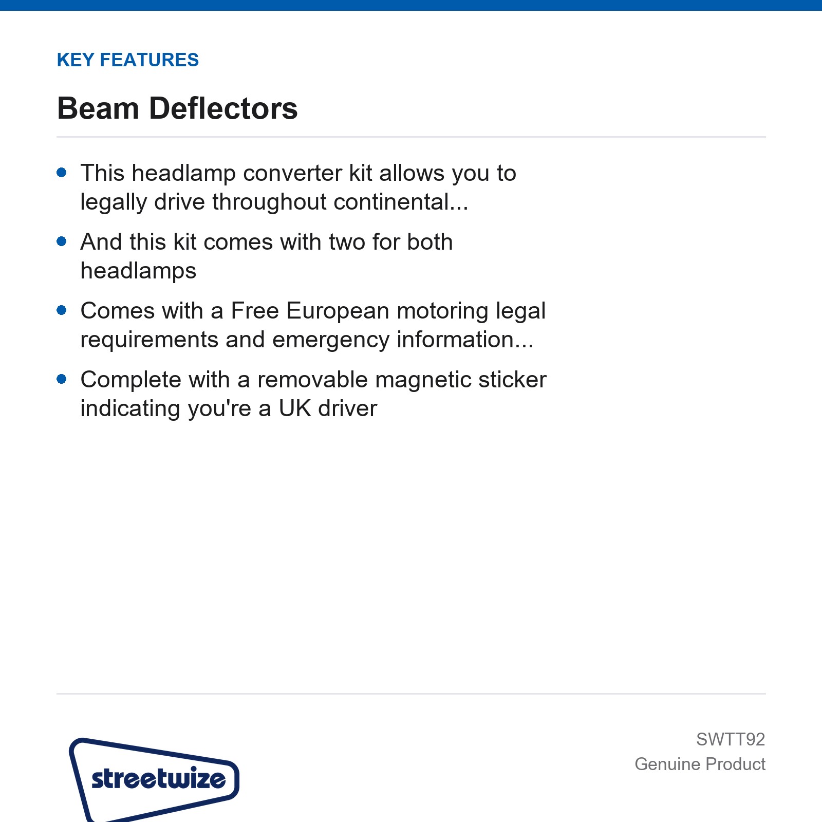 Streetwize Beam Deflectors Headlamp Converters Car Van Caravan Universal - Image 3