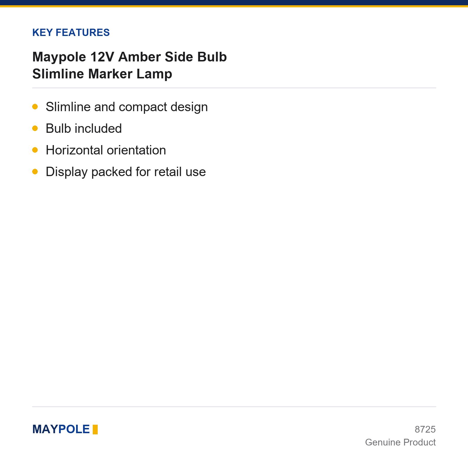 Maypole 12V 24V Amber Slimline Side Marker Lamp Trailer Truck Lorry LED - Image 4