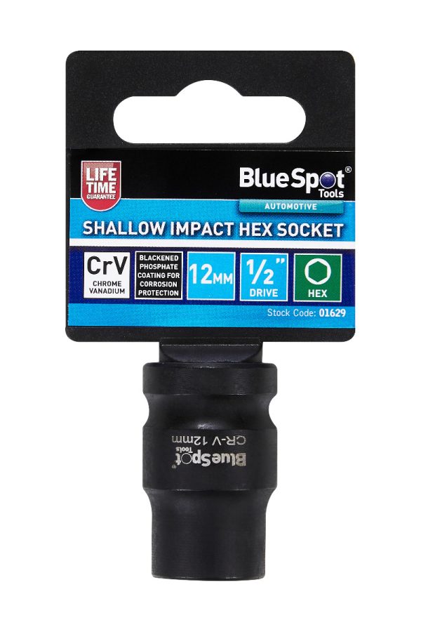BlueSpot 12mm 1/2″ Drive Shallow Impact Hex Socket