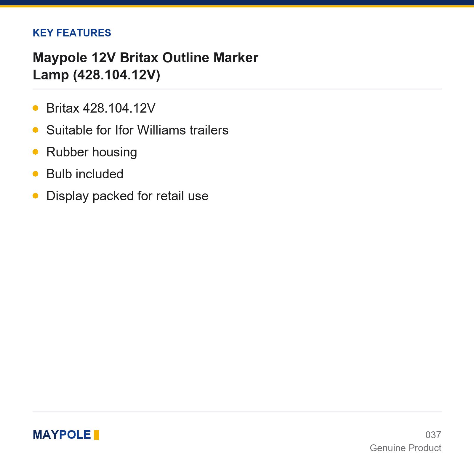 Maypole 12V Britax 428.104.12V Outline Marker Lamp Trailer Truck Lorry - Image 4