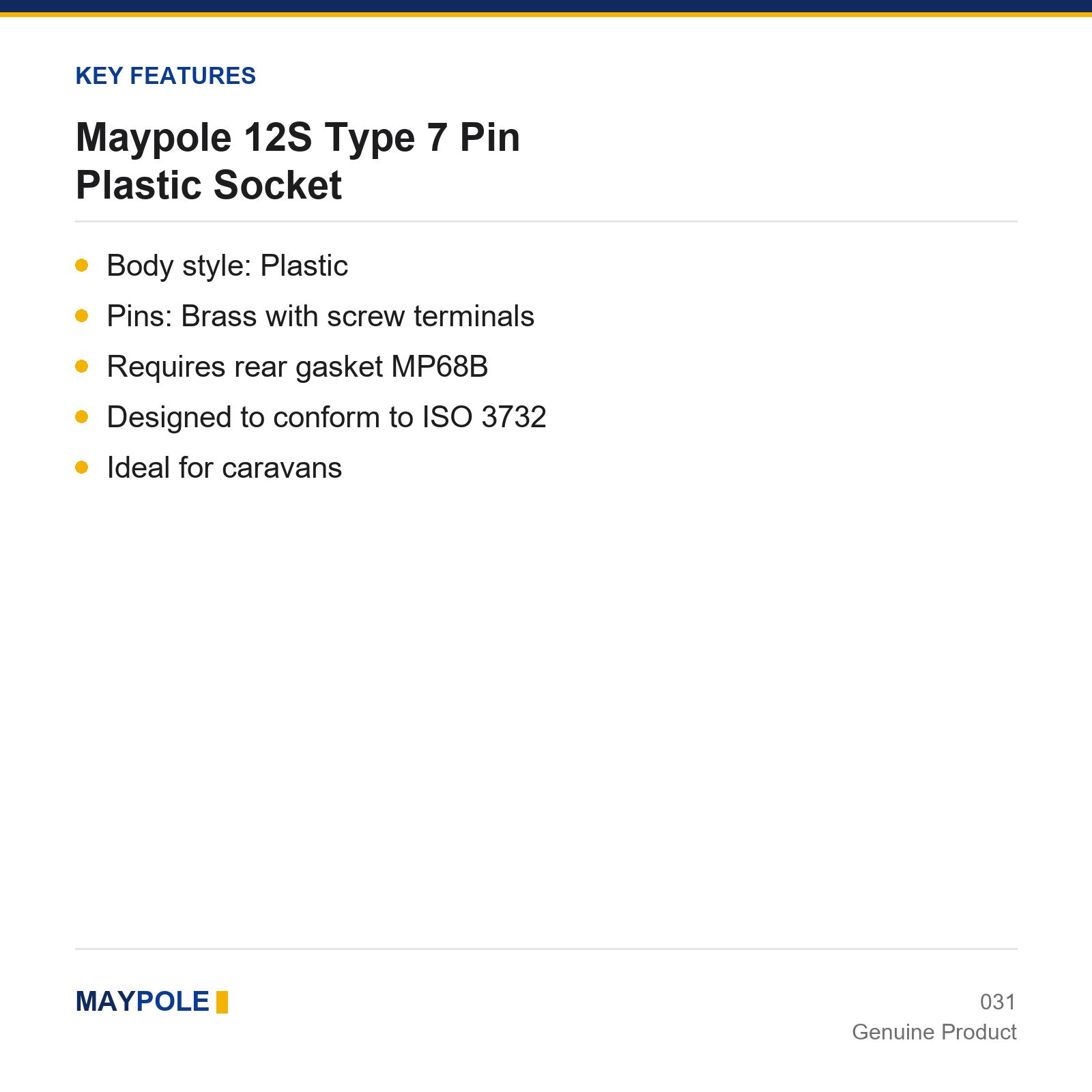 Maypole 12S Type 7 Pin Plastic Socket Trailer Towing Towbar Caravan Electrics - Image 4