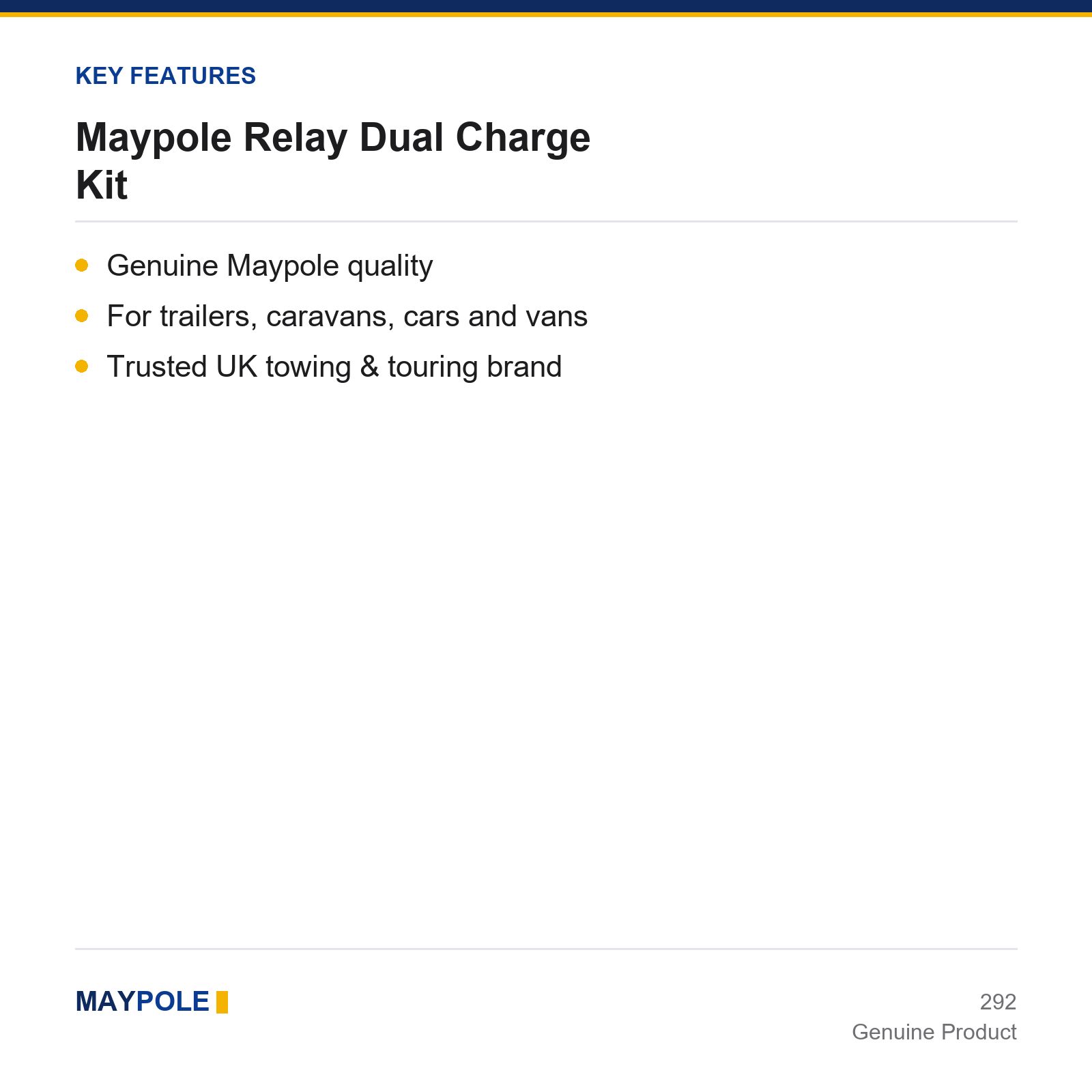 Maypole Towing Relay Dual Charge Kit Trailer Towbar Wiring Caravan 12N 12S - Image 2
