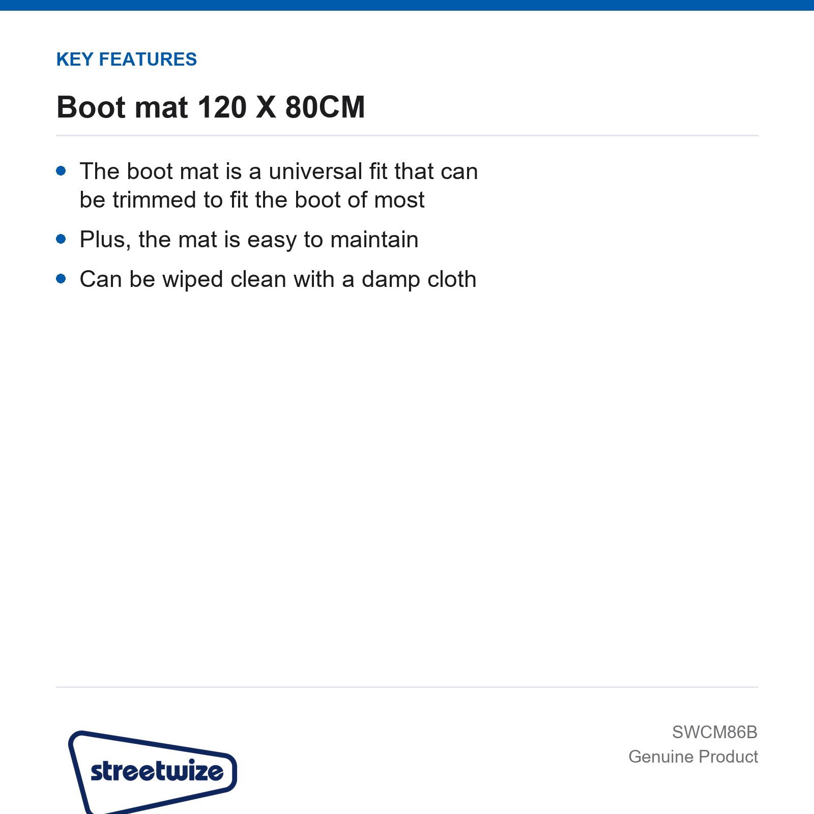 Streetwize Heavy Duty Rubber Boot Mat 120x80cm Car Van Universal Floor - Image 4