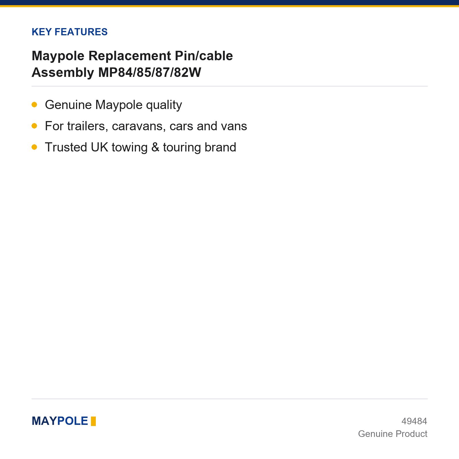 Maypole Replacement Pin/cable Assembly MP84/85/87/82W Trailer Towing Towbar - Image 2