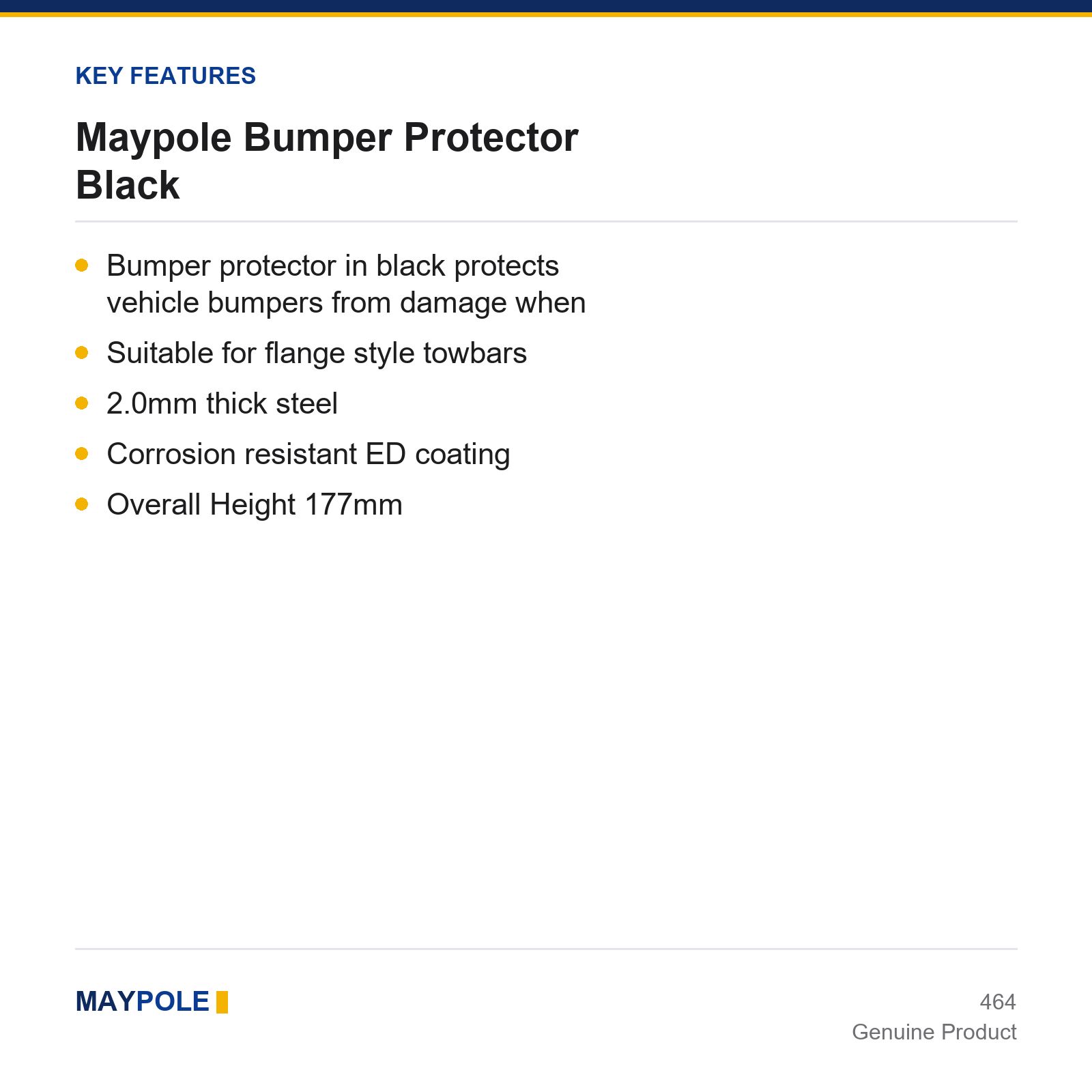 Maypole Bumper Protector Black Trailer Caravan Car Van Towing Towbar Universal - Image 3