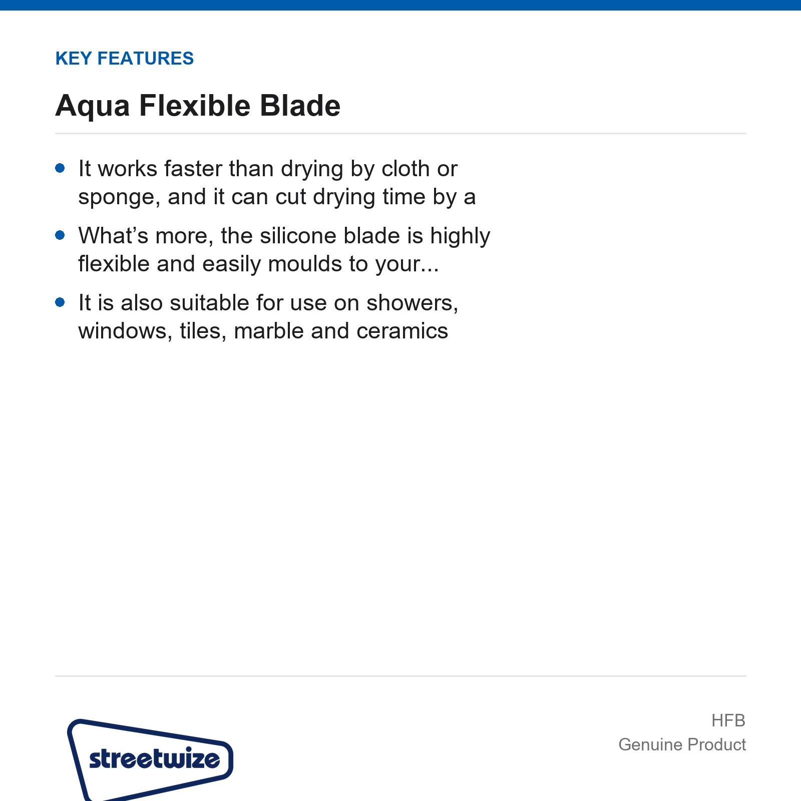 Streetwize Aqua Flexible Silicone Blade Car Van Caravan Drying Tool - Image 4