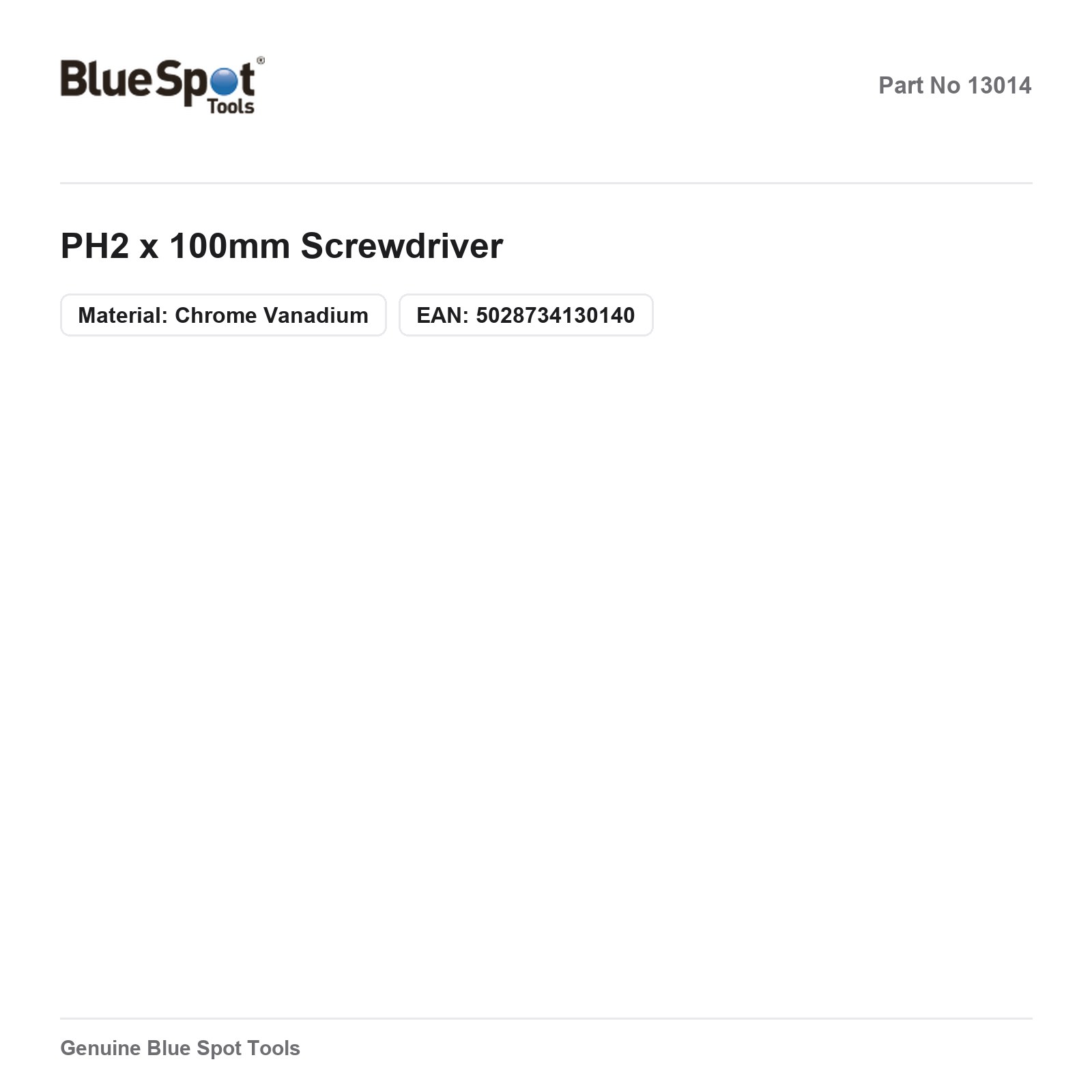 BlueSpot PH2 Screwdriver 100mm Chrome Vanadium - Image 3