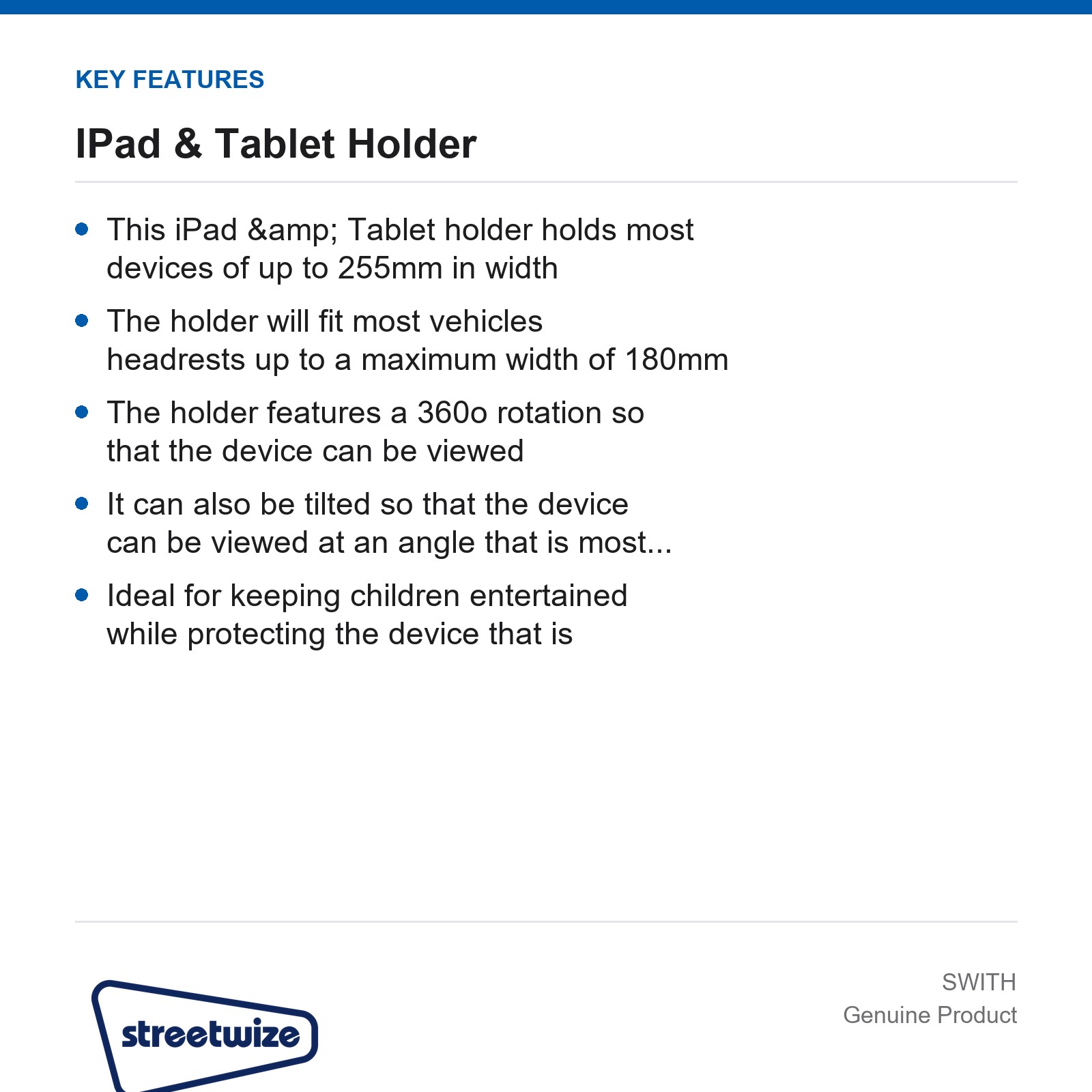 Streetwize Universal Car Tablet Holder Headrest Mount - Image 4