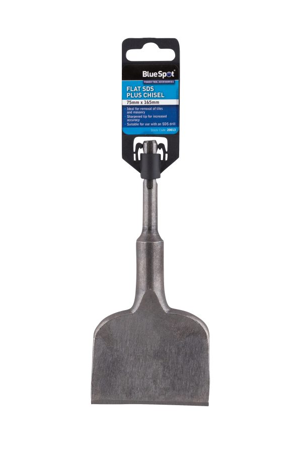BlueSpot Flat SDS Plus Chisel 75x165mm Carbon Steel Tile Masonry