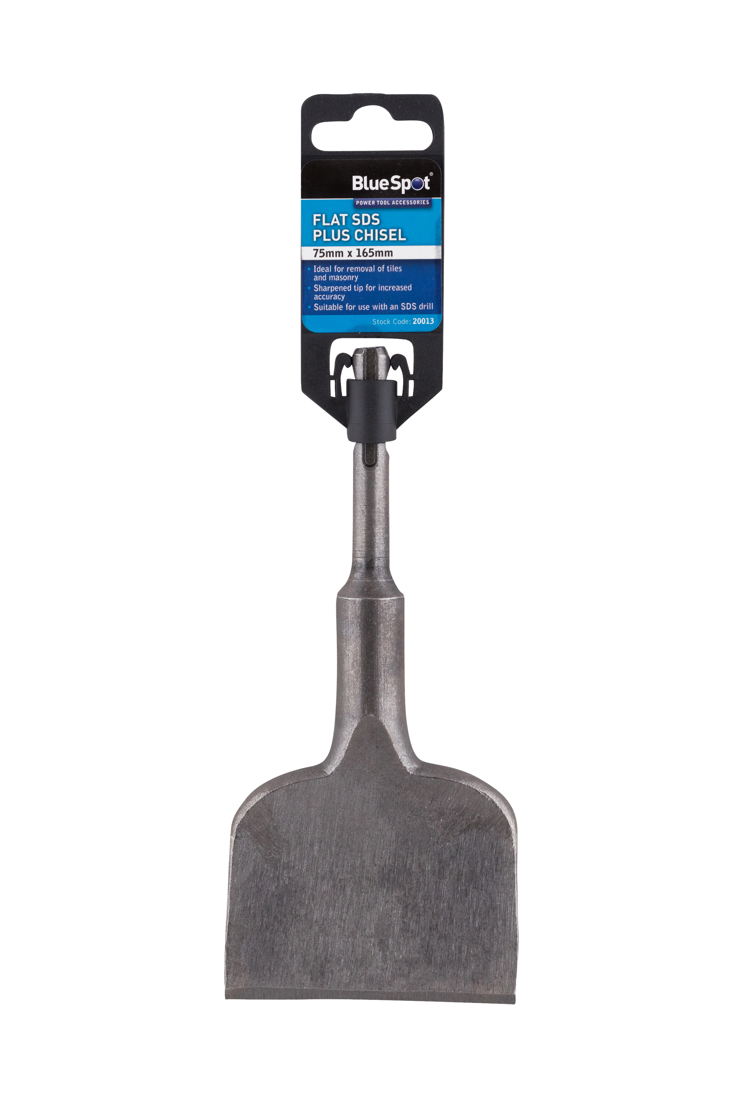 BlueSpot Flat SDS Plus Chisel 75x165mm Carbon Steel Tile Masonry