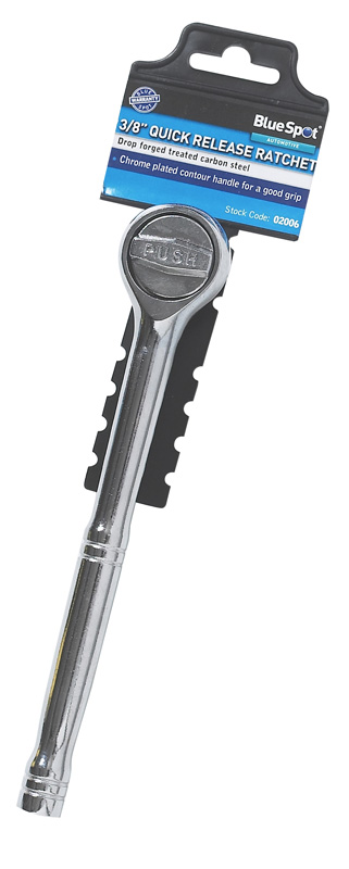 Bluespot 3/8″ Reversible Ratchet Drop Forged Chrome Plated Contoured Handle