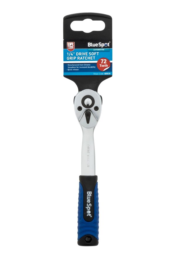 BlueSpot 1/4″ Ratchet 72T Soft Grip Chrome Vanadium Quick Release
