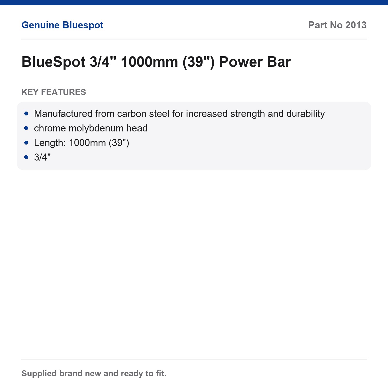 BlueSpot 3/4" Power Bar 1000mm (39") Cr-Mo Head Carbon Steel Extra Torque - Image 3