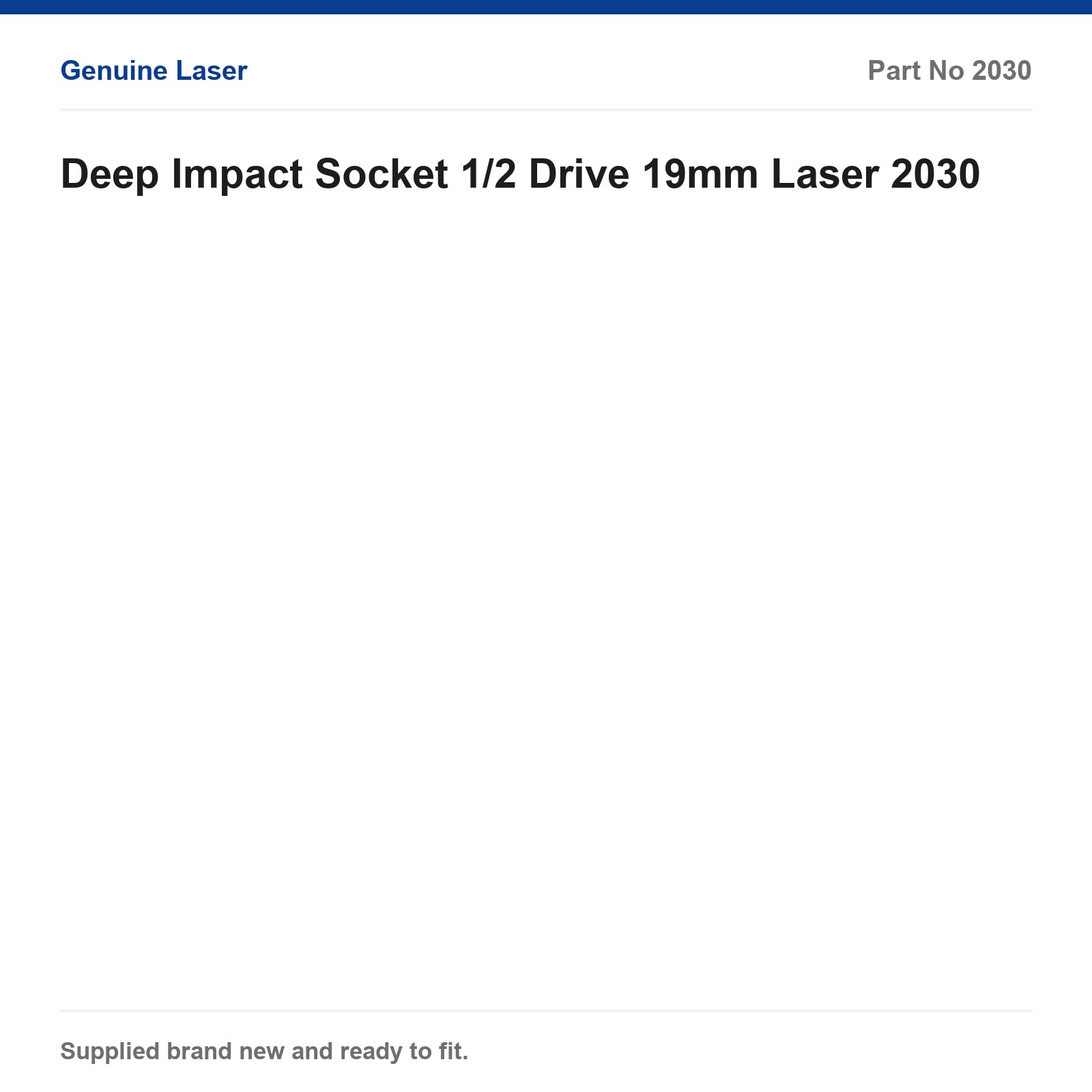 Laser 2030 1/2" Drive 19mm Deep Impact Socket Cr-Mo Auto Tool Black Finish - Image 2