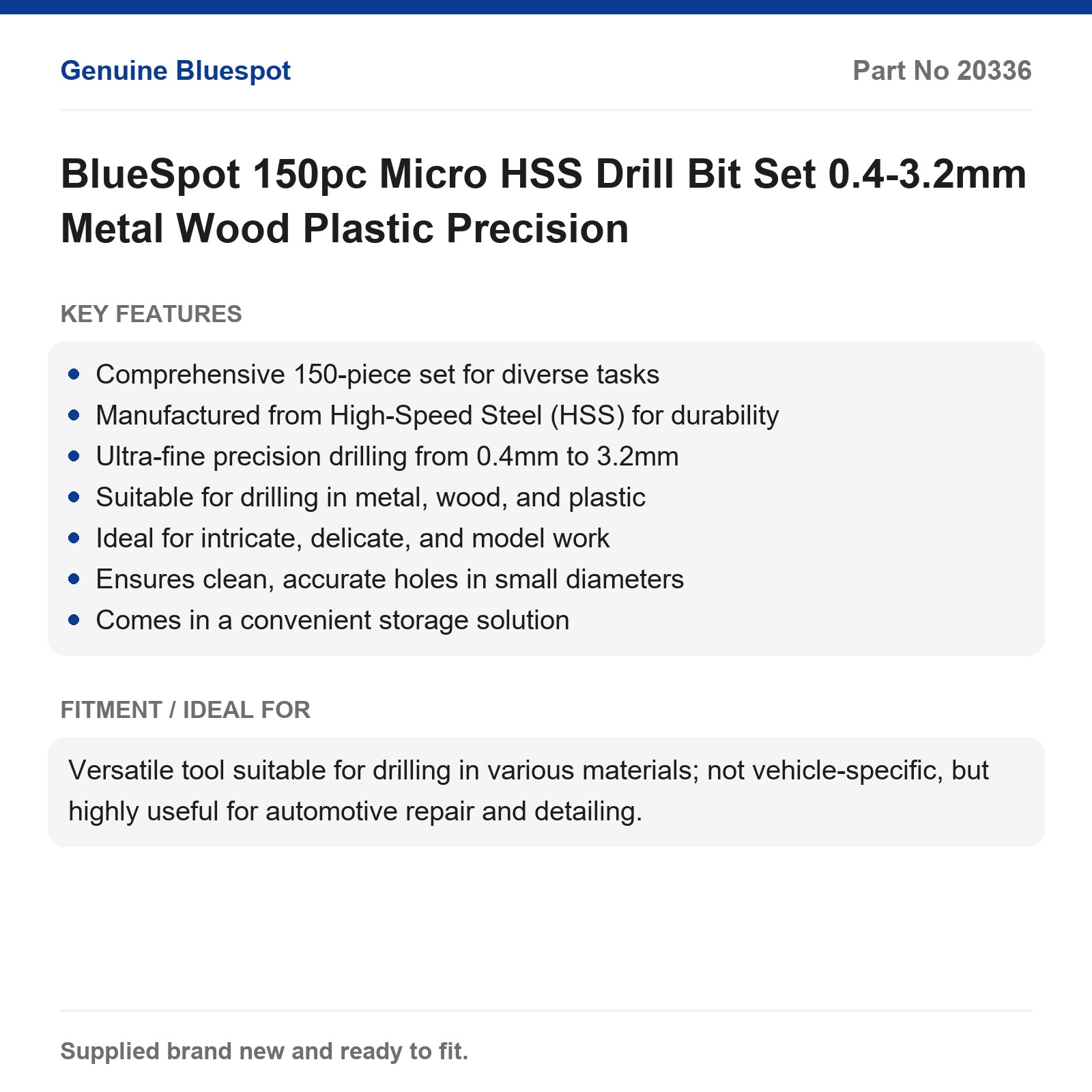 HSS Drill Bit Set BlueSpot 150pc Micro 0.4-3.2mm Metal Wood Plastic - Image 4