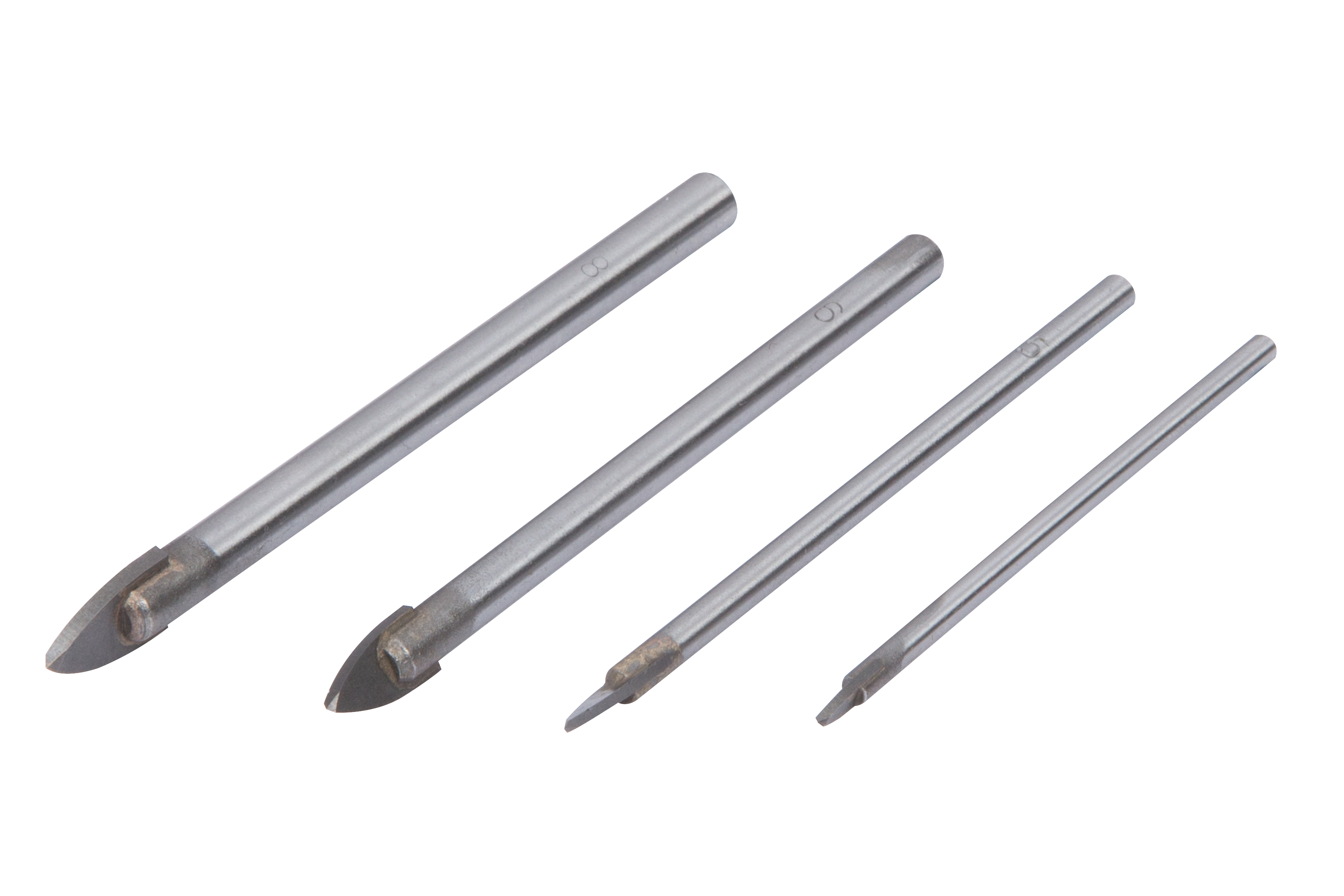 BlueSpot 4pc Carbide Drill Bit Set Tile Glass Mirror 3-8mm - Image 2
