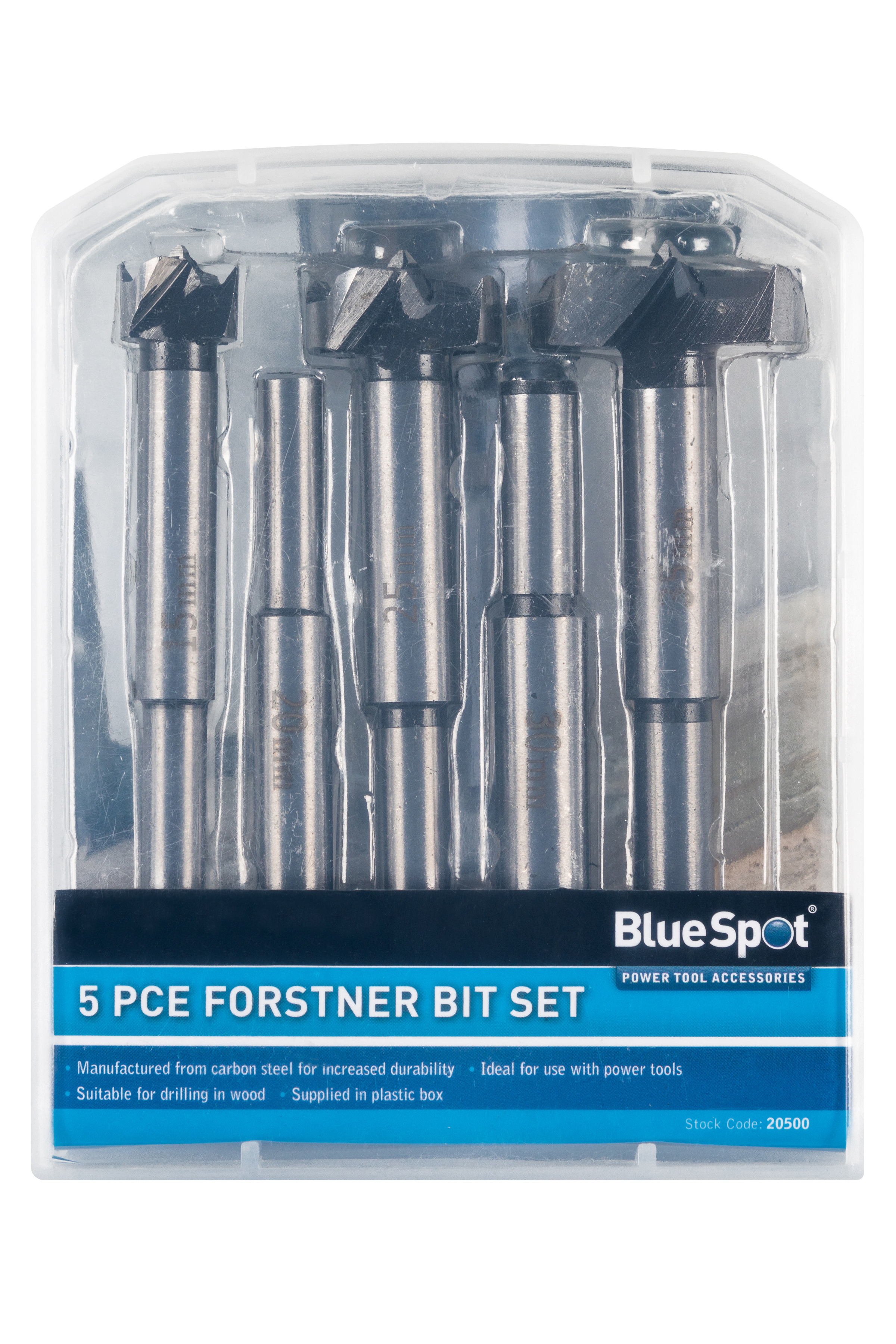 BlueSpot 5-Pc Forstner Bit Set 15-35mm Wood Drill Auto Trim Hinge Tools