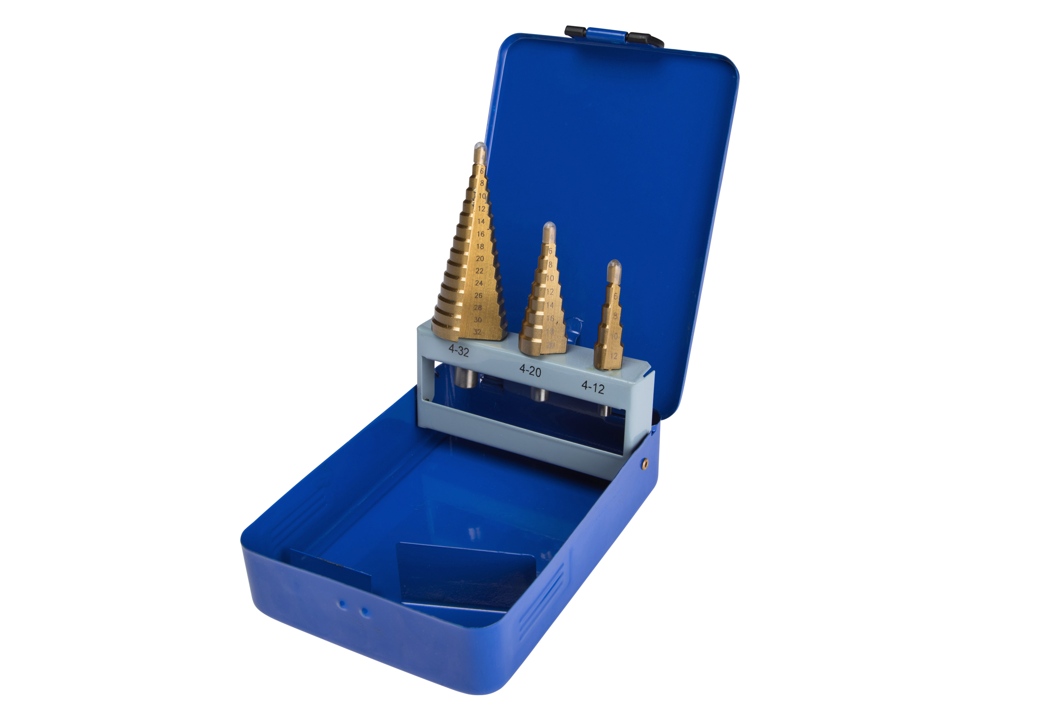 BlueSpot 3pc HSS Step Drill Set 4-32mm Titanium Coated - Image 3